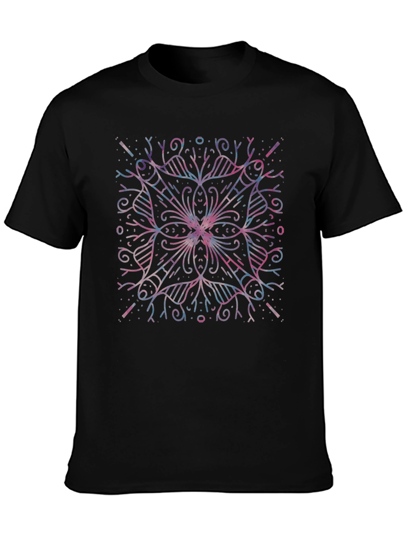Abstract Geometric Mandala Black T-Shirt