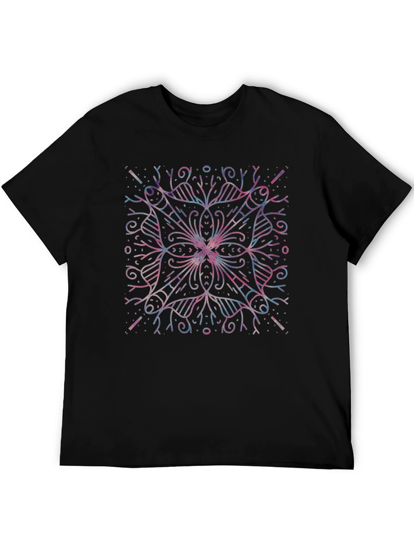 Abstract Geometric Mandala Black T-Shirt