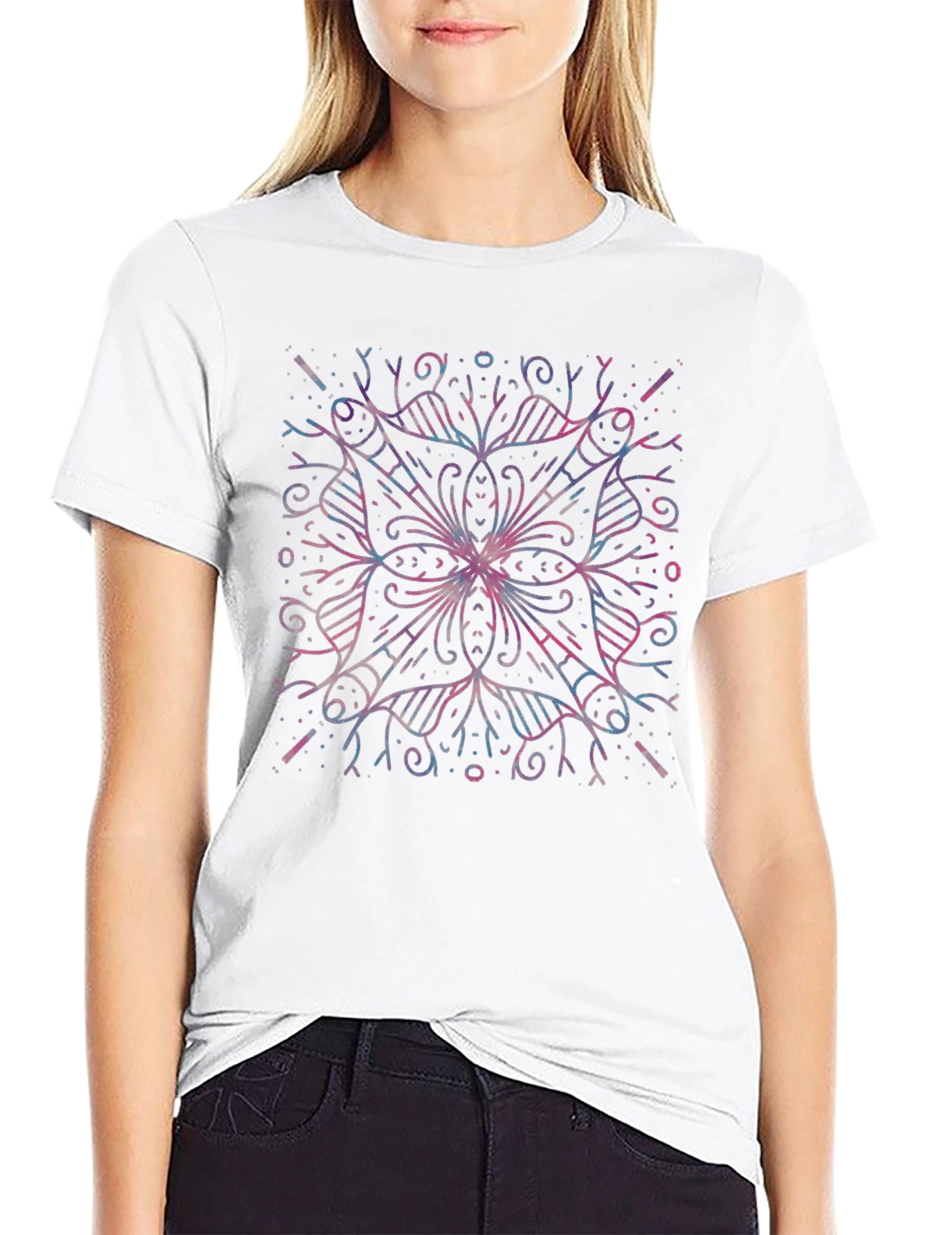 Abstract Geometric Mandala Black T-Shirt