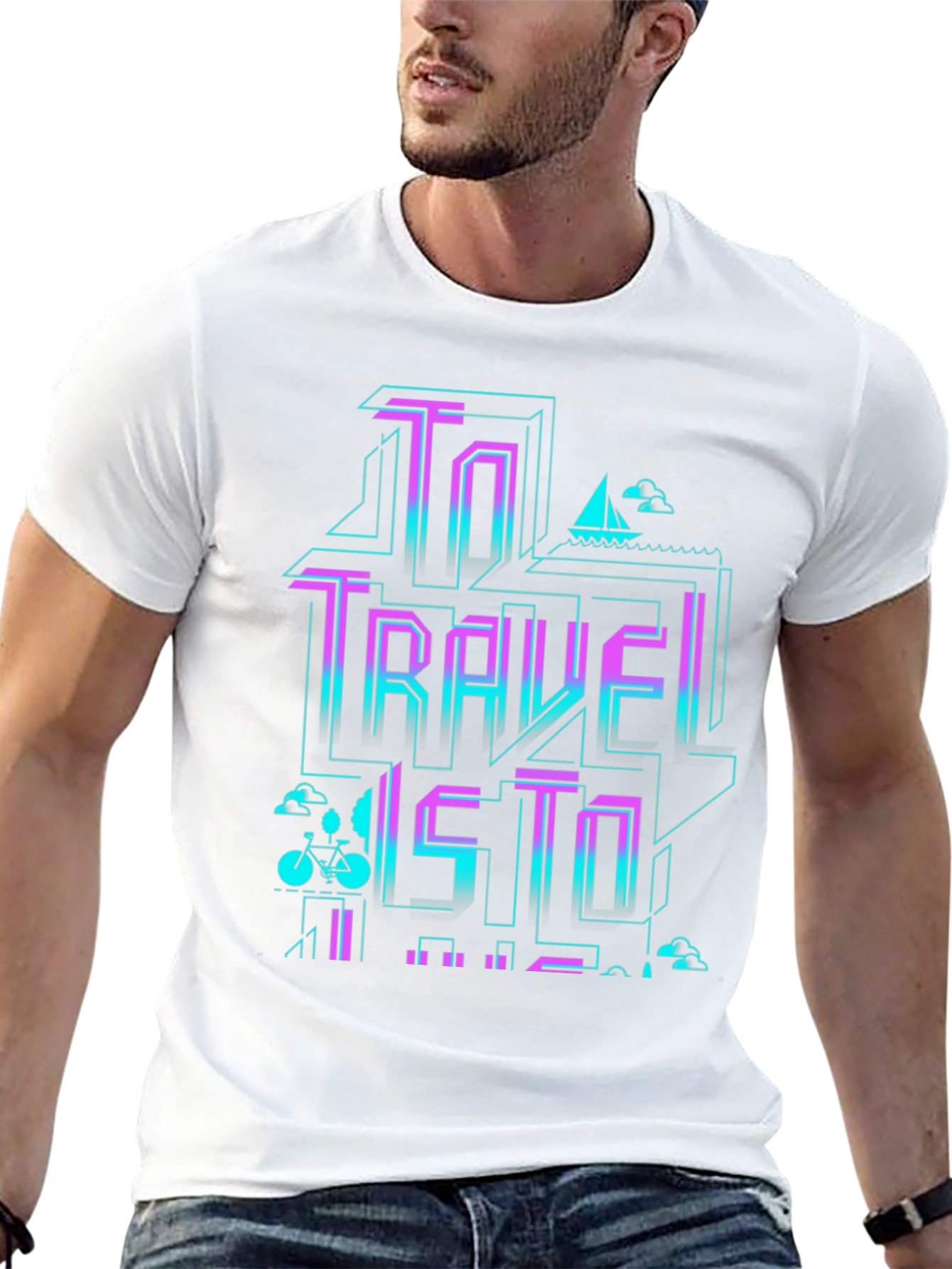 Retro Travel Graphic T-Shirt - Black