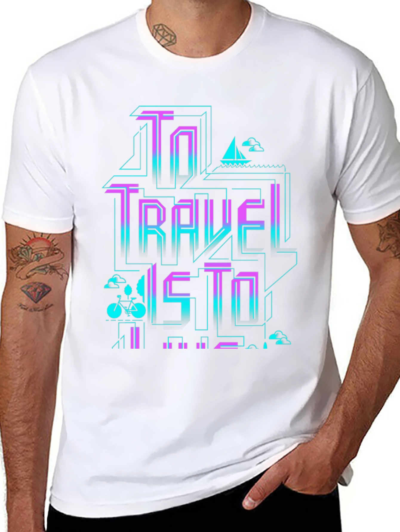 Retro Travel Graphic T-Shirt - Black