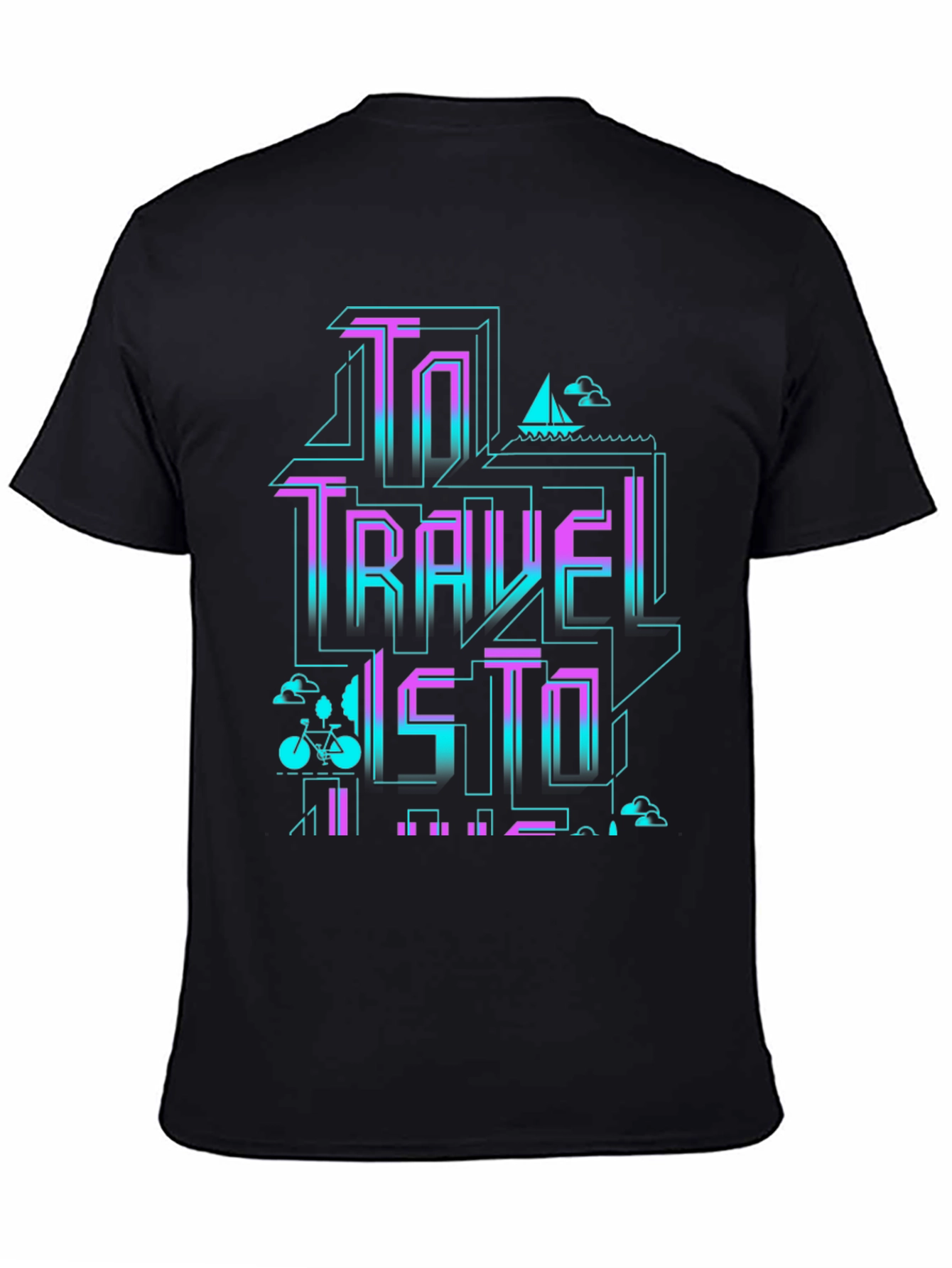 Retro Travel Graphic T-Shirt - Black