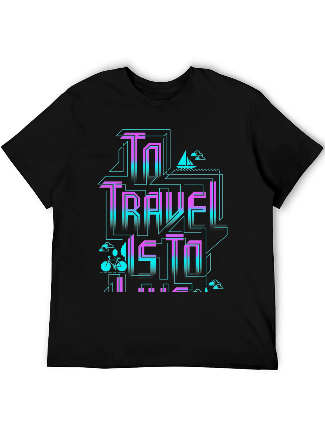 Retro Travel Graphic T-Shirt - Black