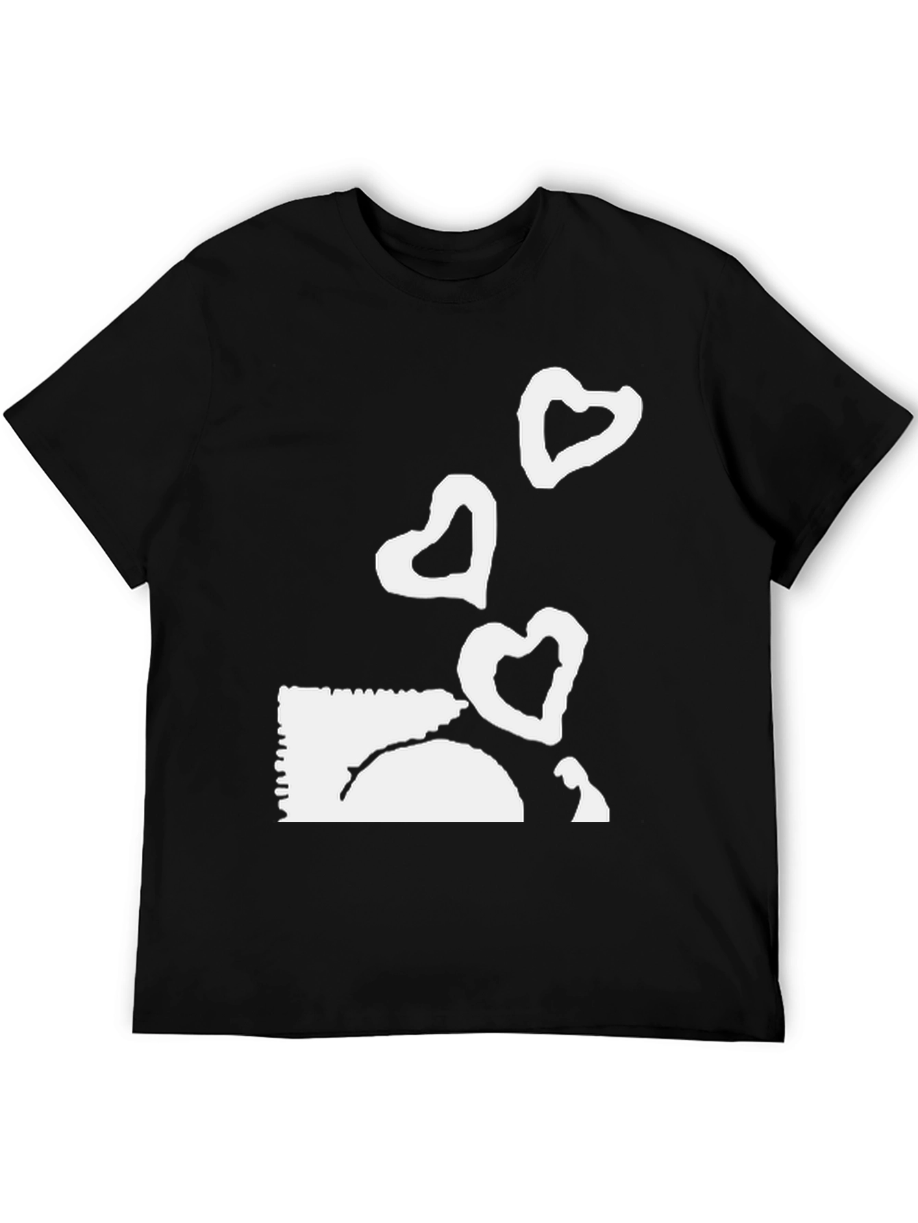 Black Tee with Heart Balloon Graphic