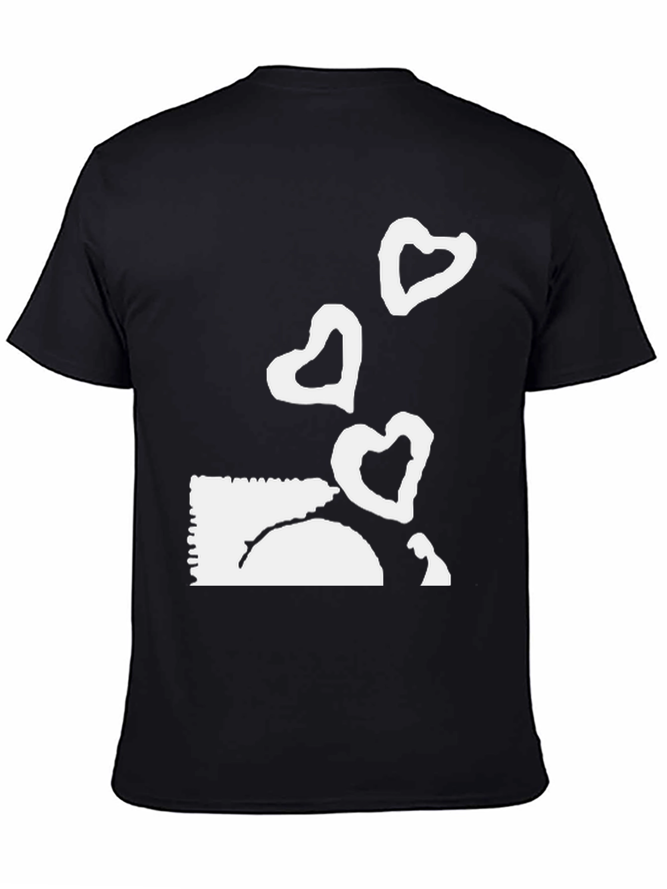 Black Tee with Heart Balloon Graphic