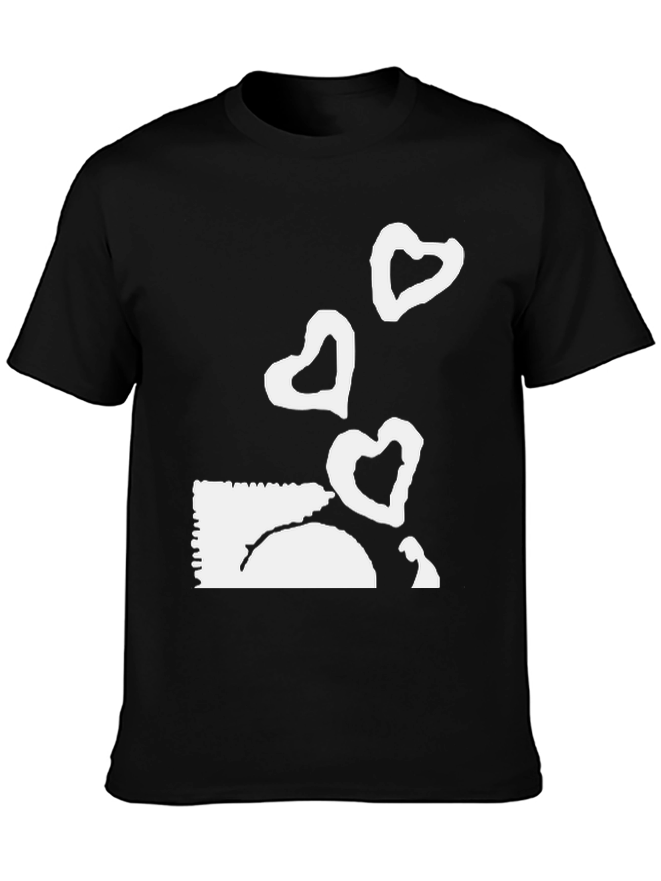 Black Tee with Heart Balloon Graphic