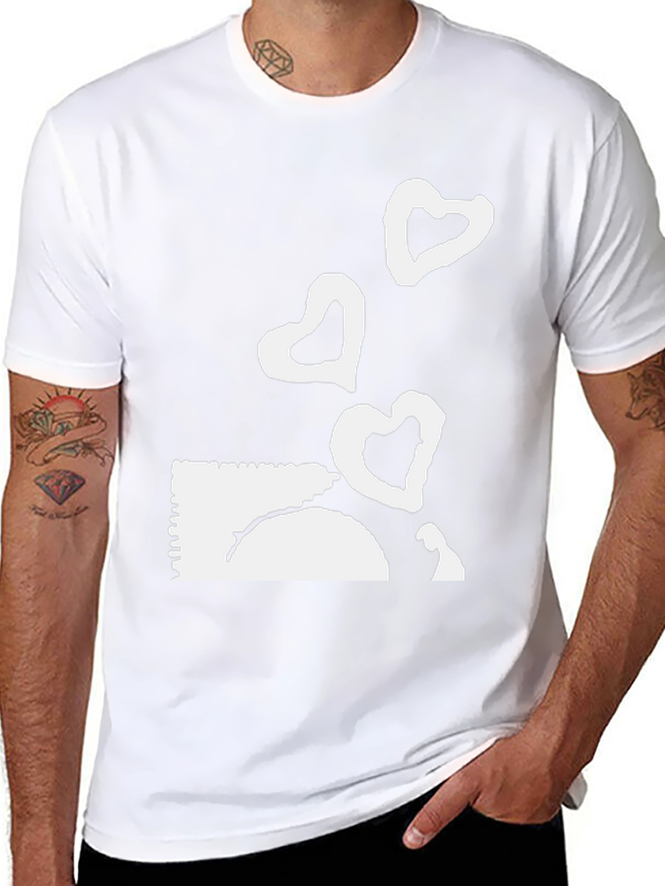 Black Tee with Heart Balloon Graphic