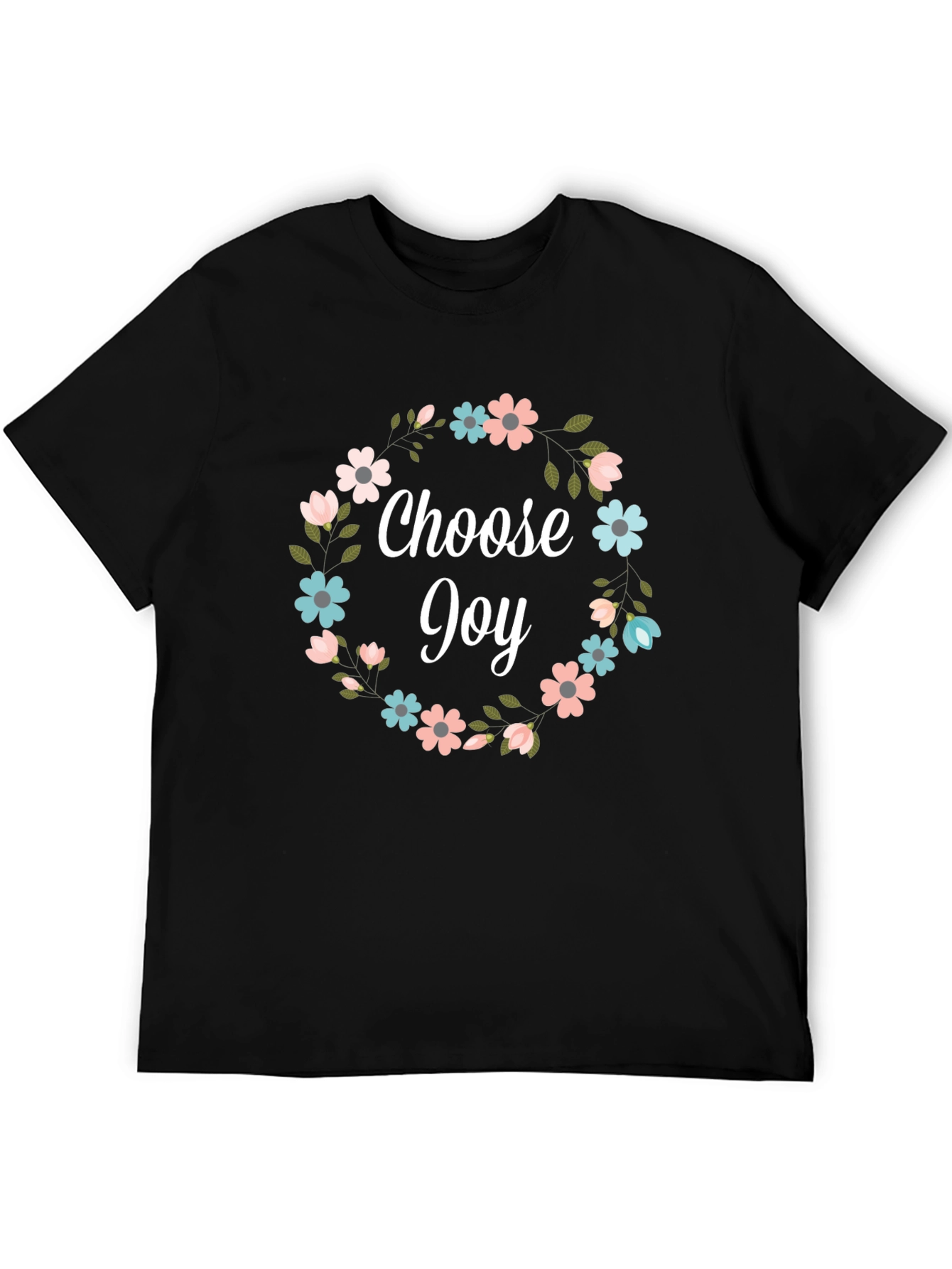 Choose Joy Floral Wreath Graphic T-Shirt