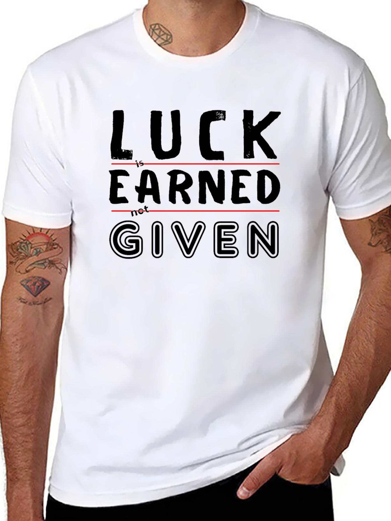 Luck Earned Given Graphic Tee - Black Casual T-Shirt