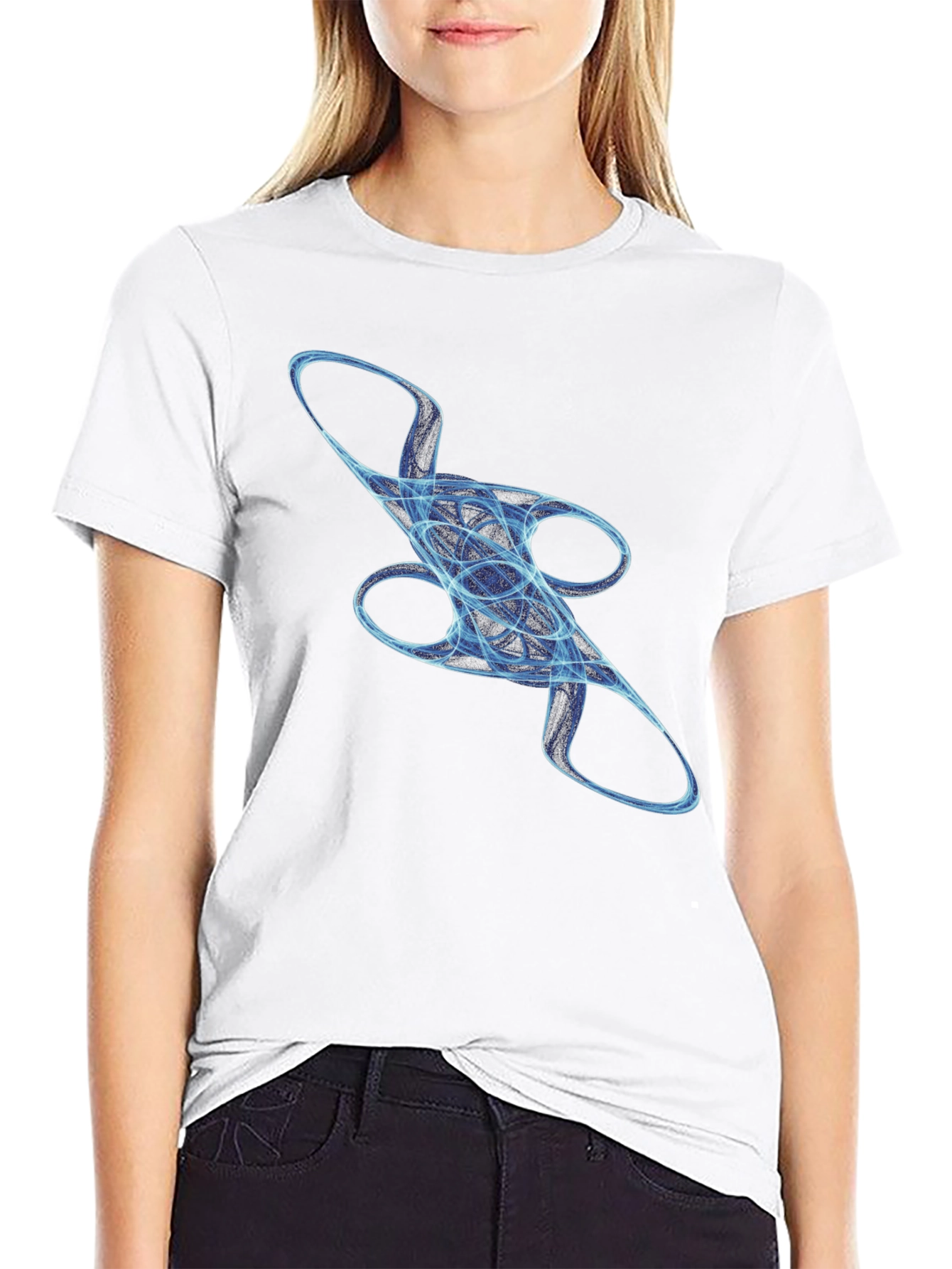 Abstract Blue Swirl Graphic T-Shirt - Casual Style
