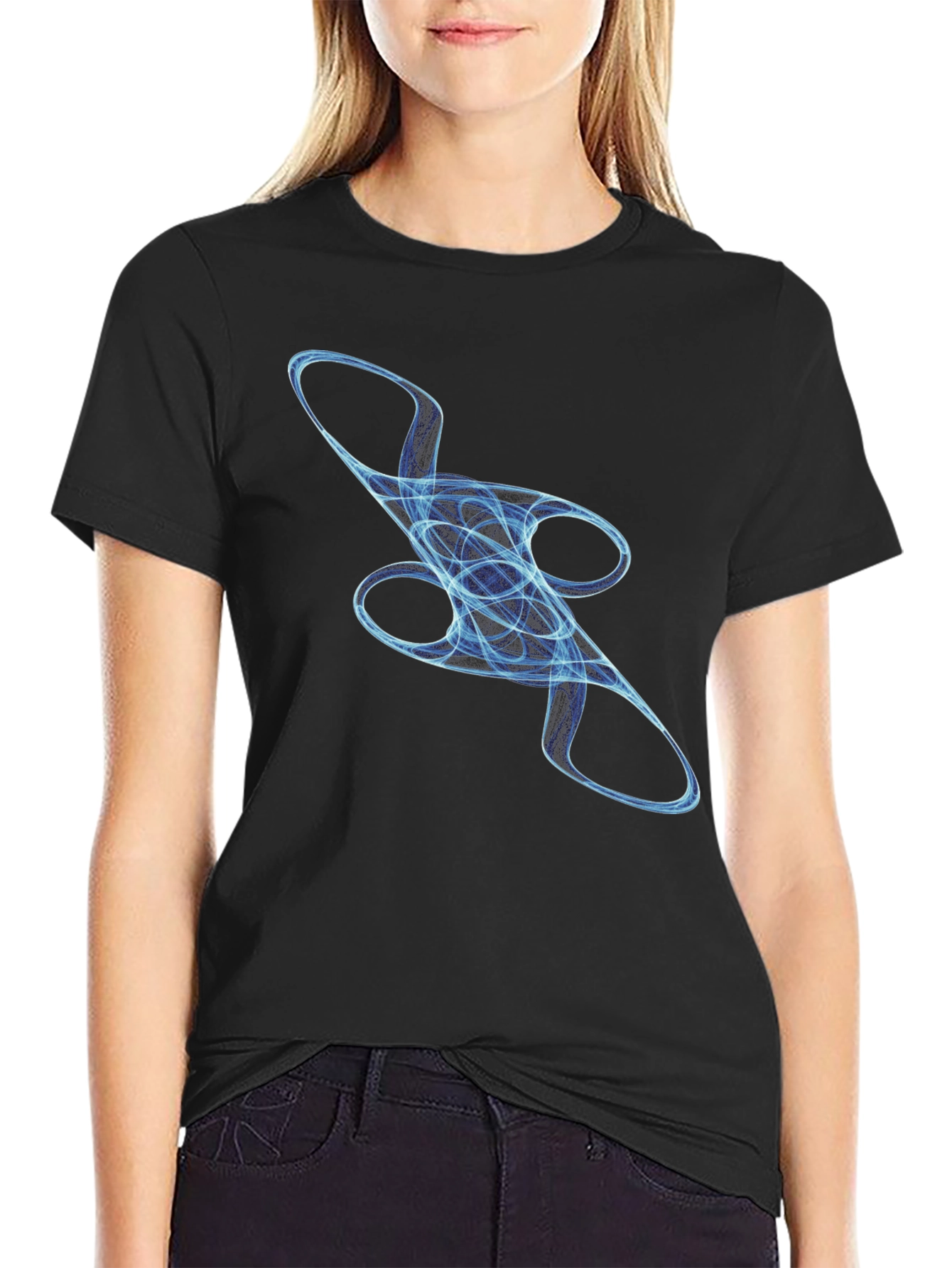 Abstract Blue Swirl Graphic T-Shirt - Casual Style
