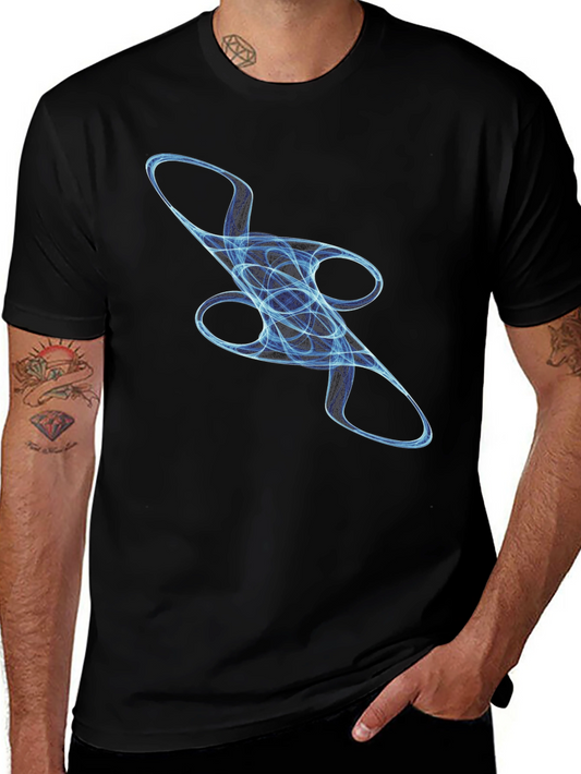 Abstract Blue Swirl Graphic T-Shirt - Casual Style