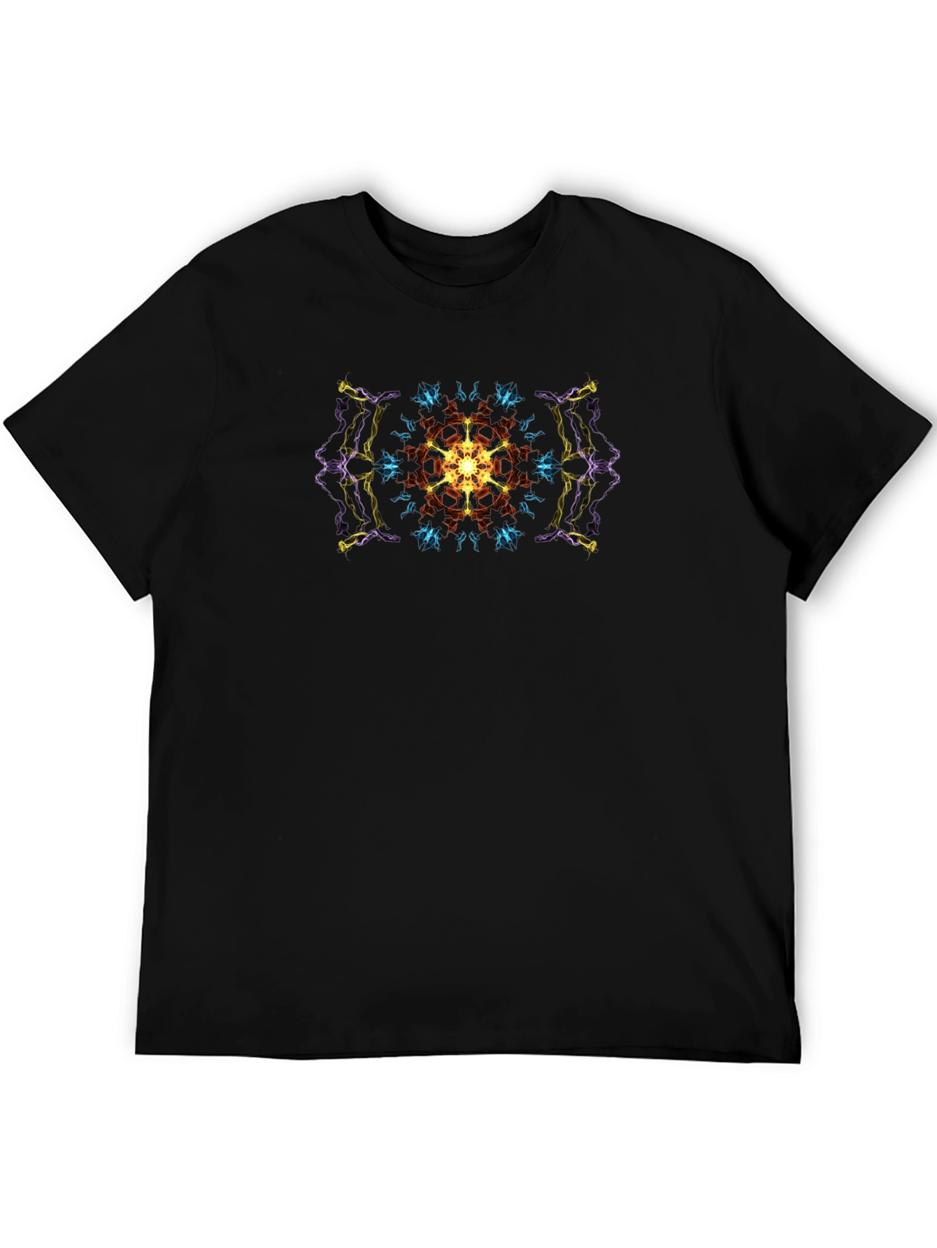 Geometric Mandala Print Black T-Shirt