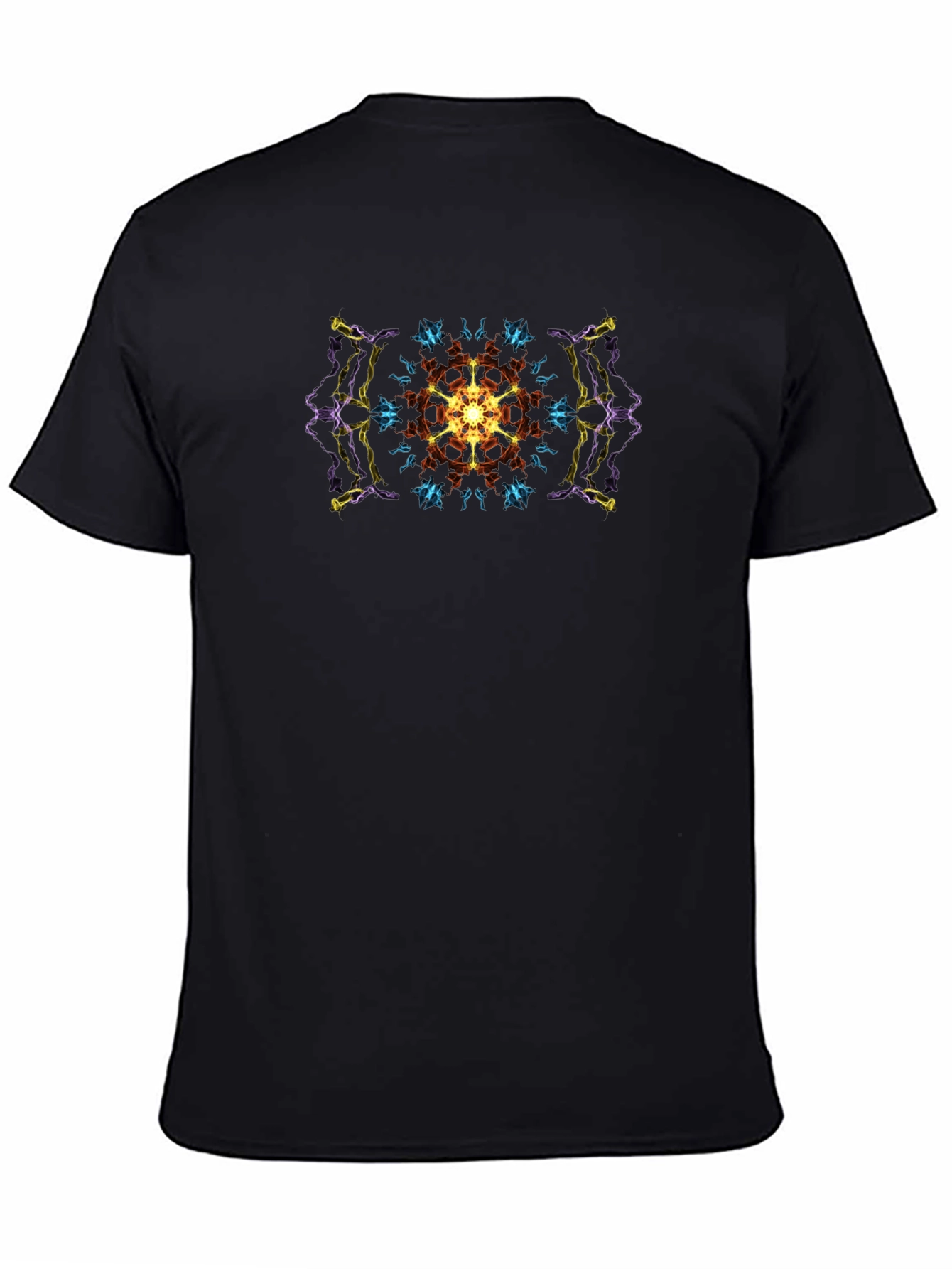 Geometric Mandala Print Black T-Shirt