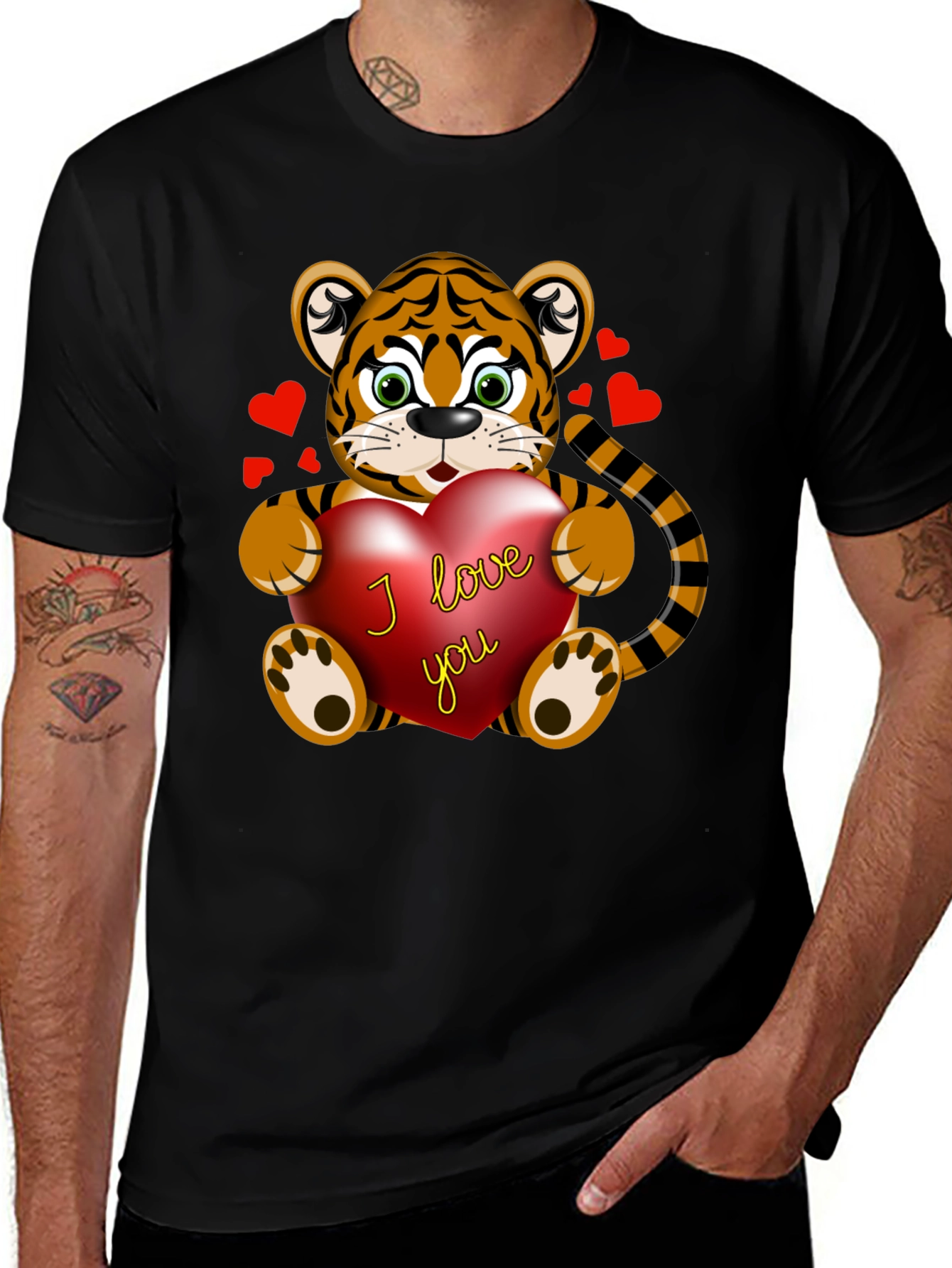 I Love You Tiger Graphic Tee - Black