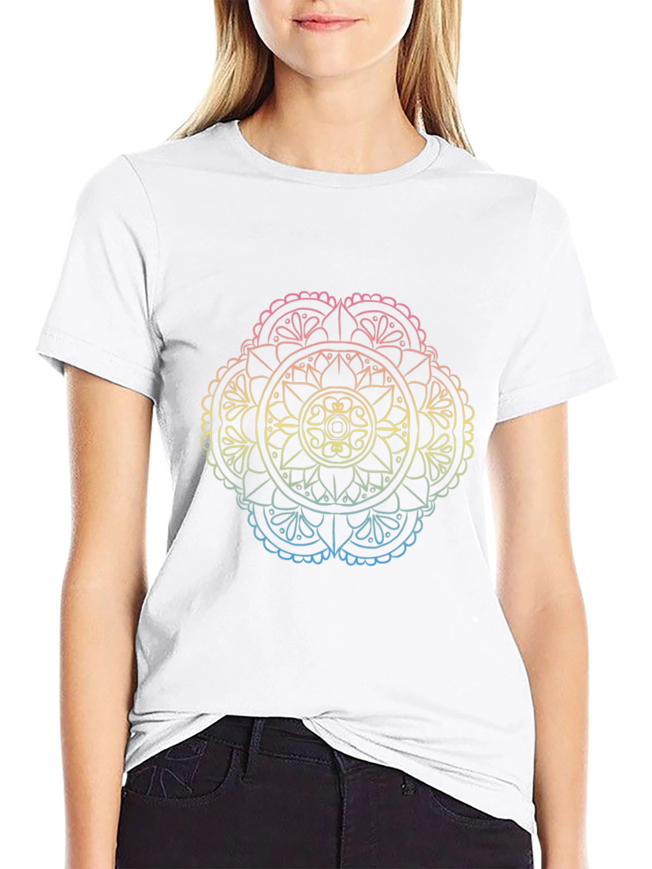Mandala Gradient Graphic Black T-Shirt