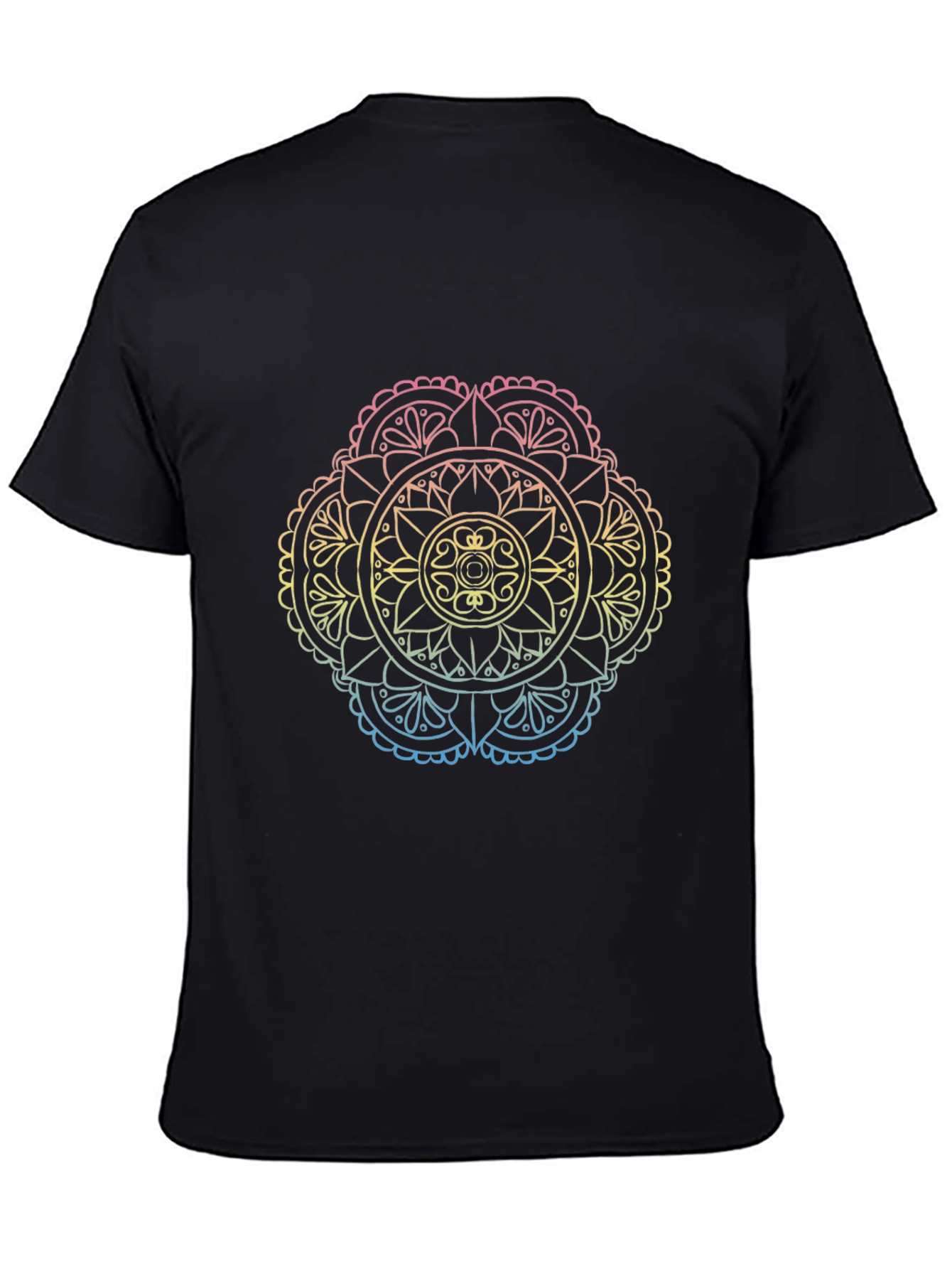 Mandala Gradient Graphic Black T-Shirt
