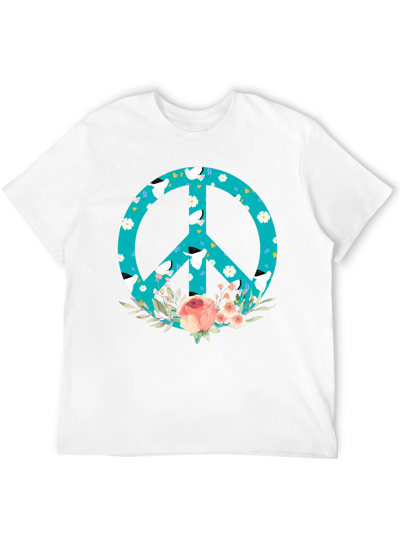 Peace Sign Floral Dove T-Shirt