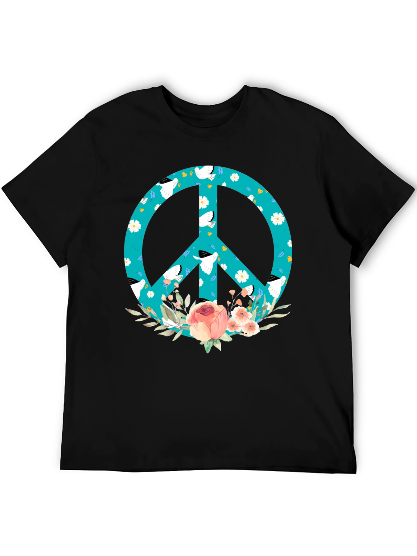 Peace Sign Floral Dove T-Shirt