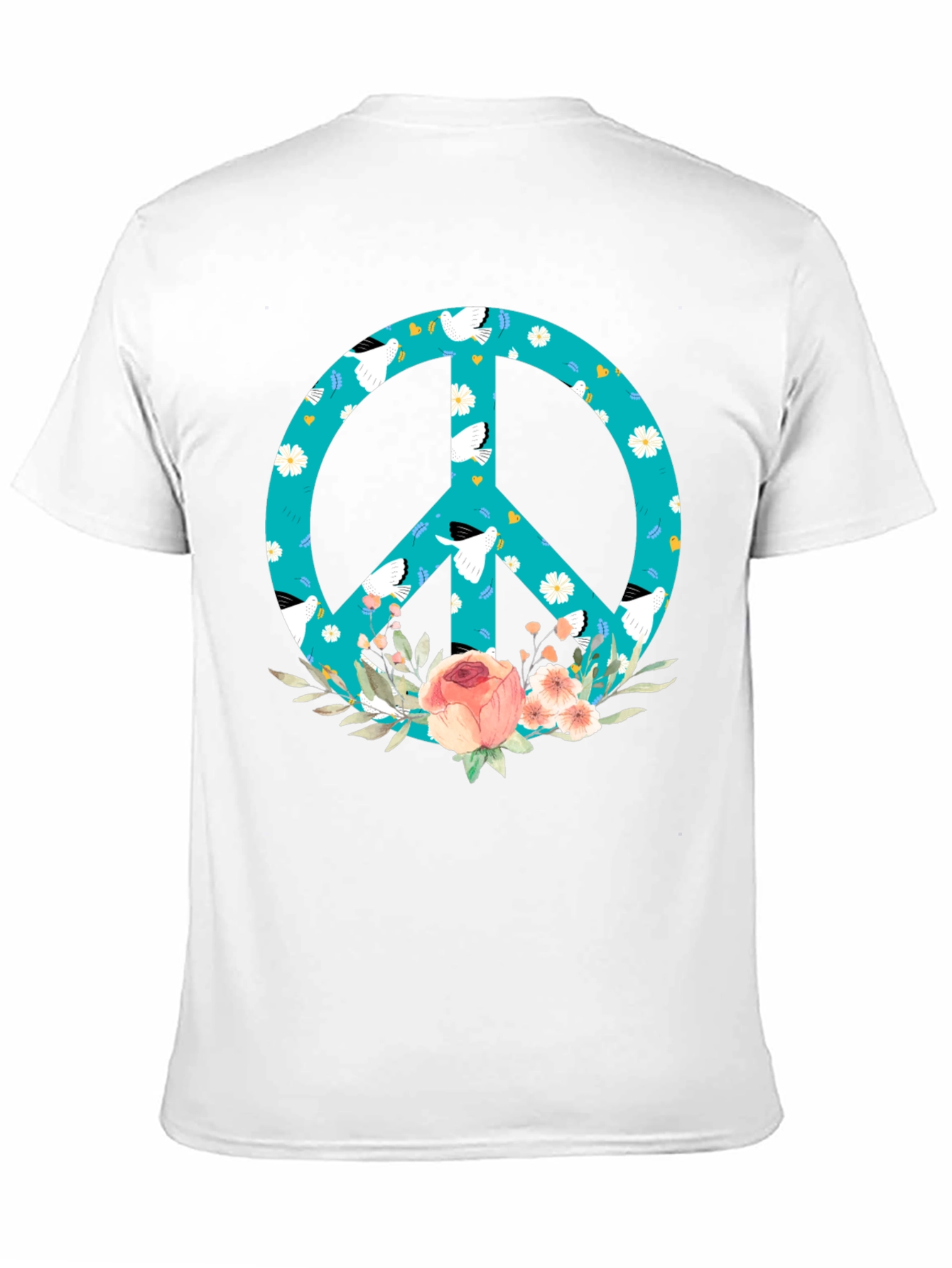 Peace Sign Floral Dove T-Shirt