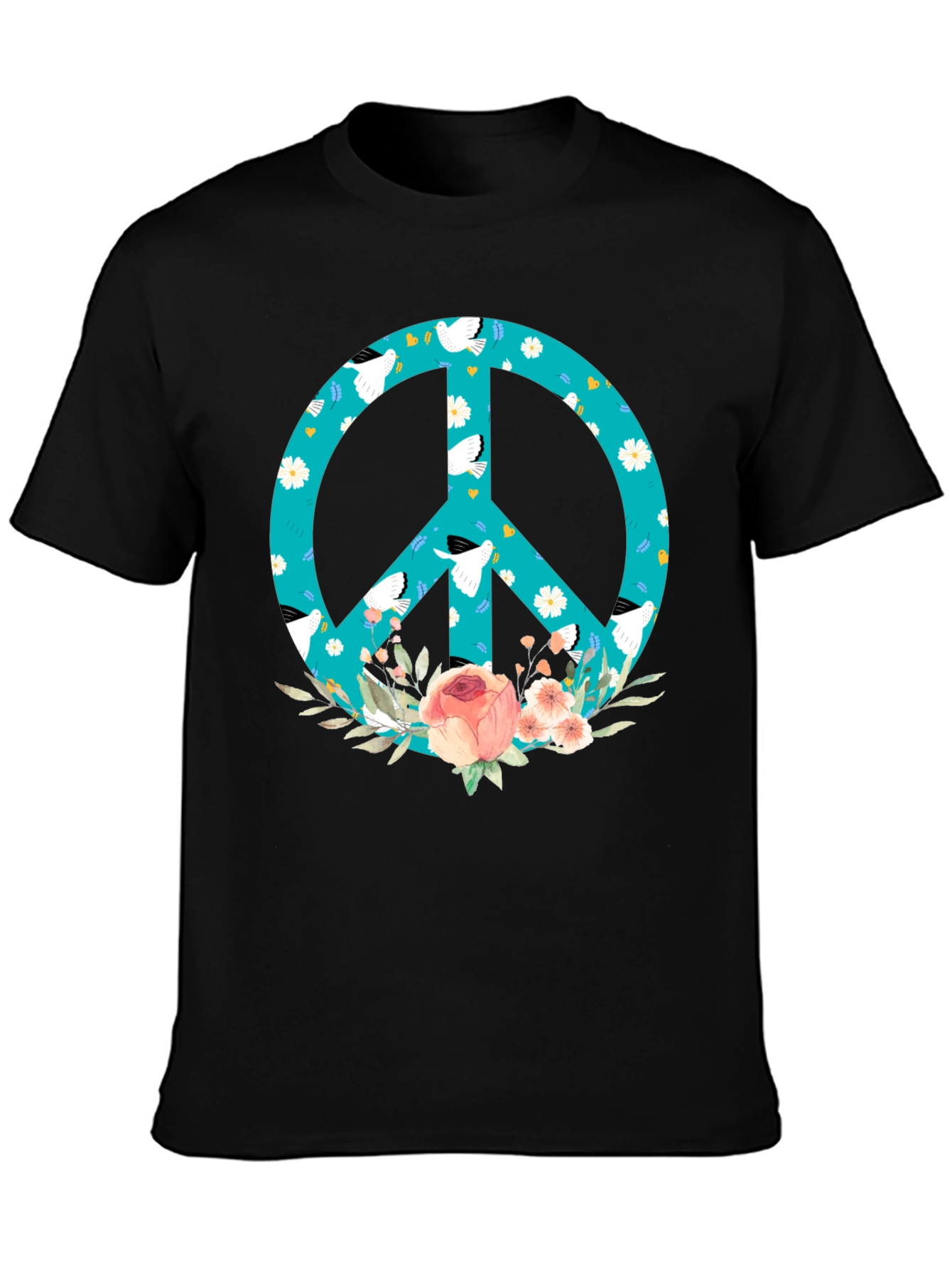 Peace Sign Floral Dove T-Shirt