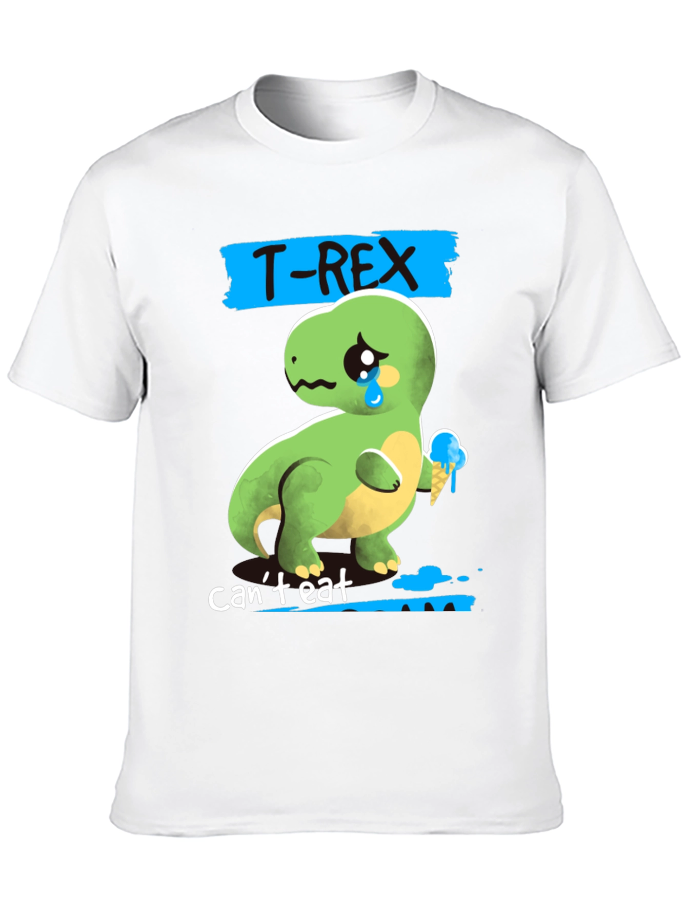 Sad T-Rex Ice Cream Mens Graphic T-Shirt