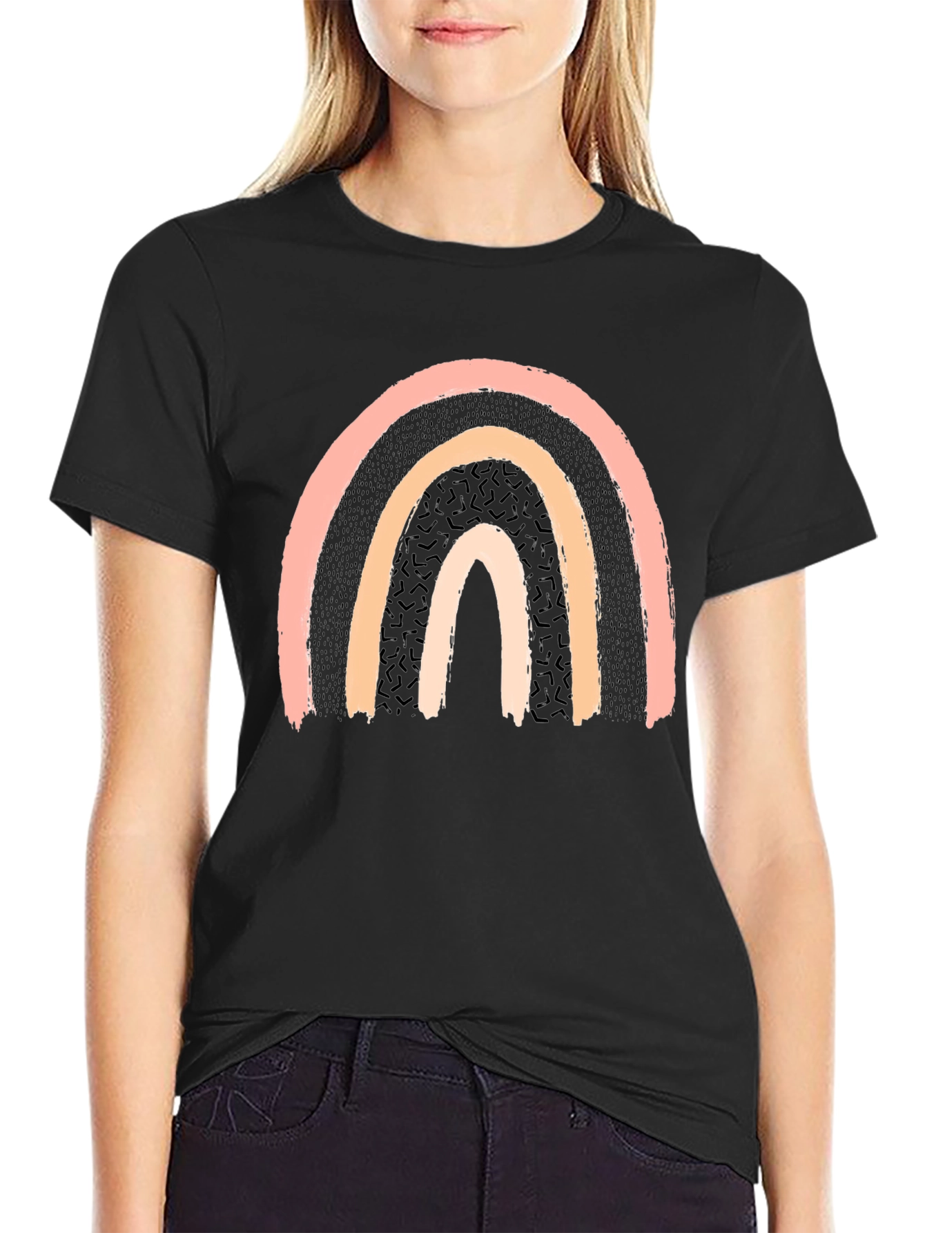 Retro Rainbow Graphic Tee - Unisex Black T-Shirt
