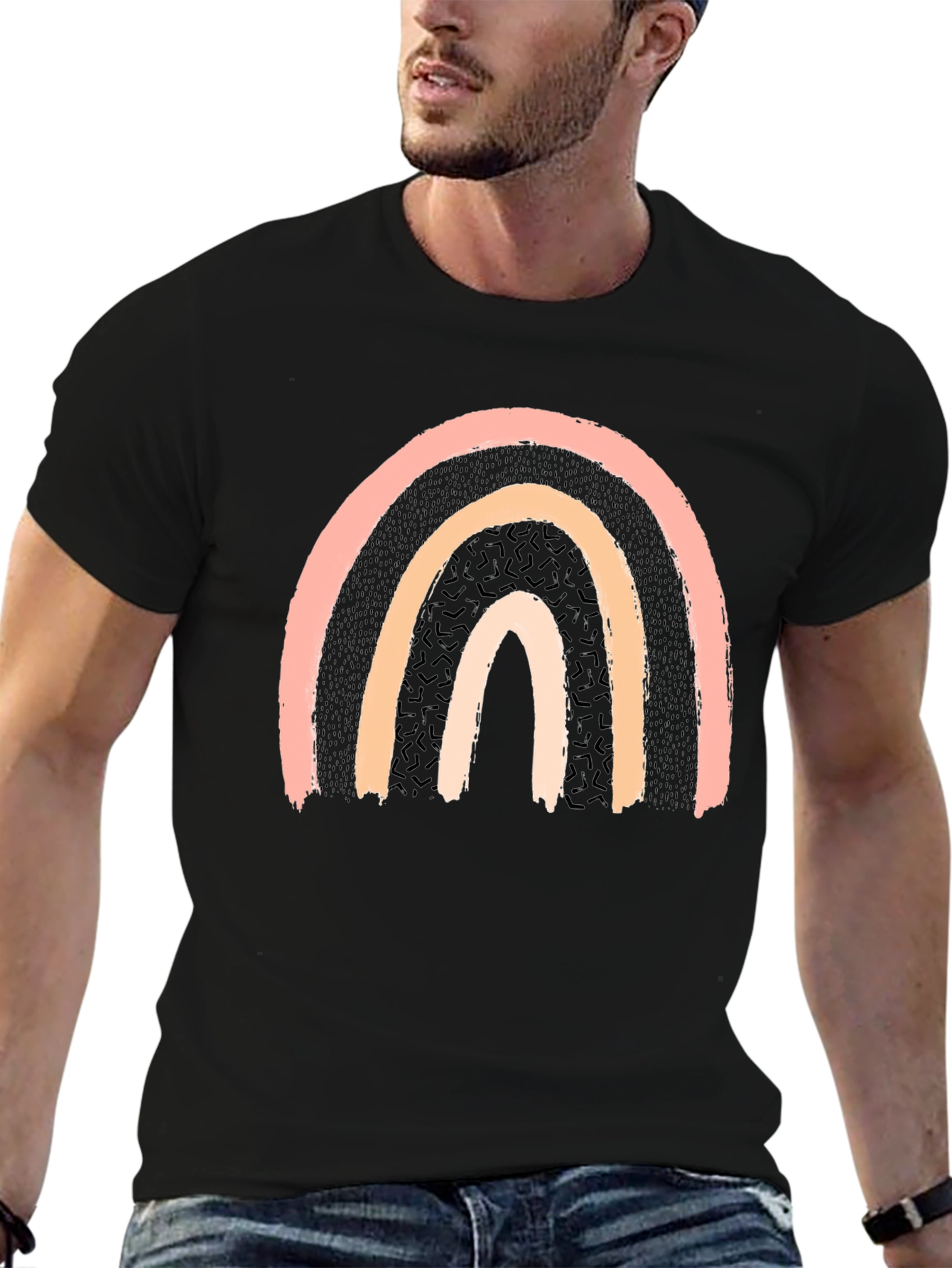 Retro Rainbow Graphic Tee - Unisex Black T-Shirt