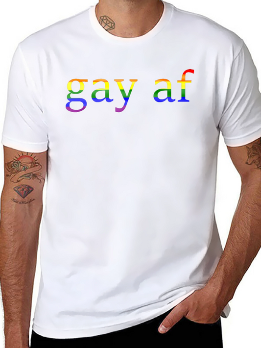 Gay AF Rainbow Text Graphic Tee - Black Unisex T-Shirt