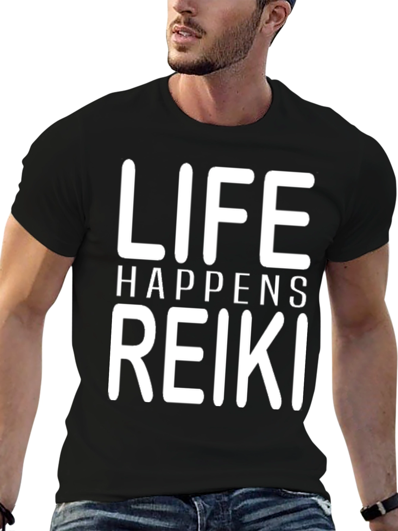 Life Happens Reiki T-Shirt - Black Graphic Tee