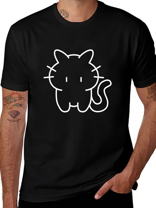 Black T-Shirt with Cute Cat Graphic
