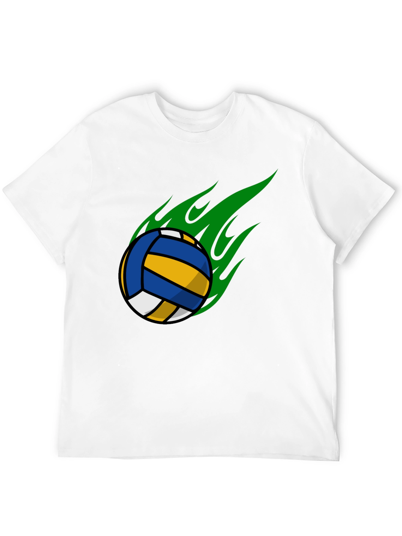 Volleyball Flame Graphic T-Shirt - Black