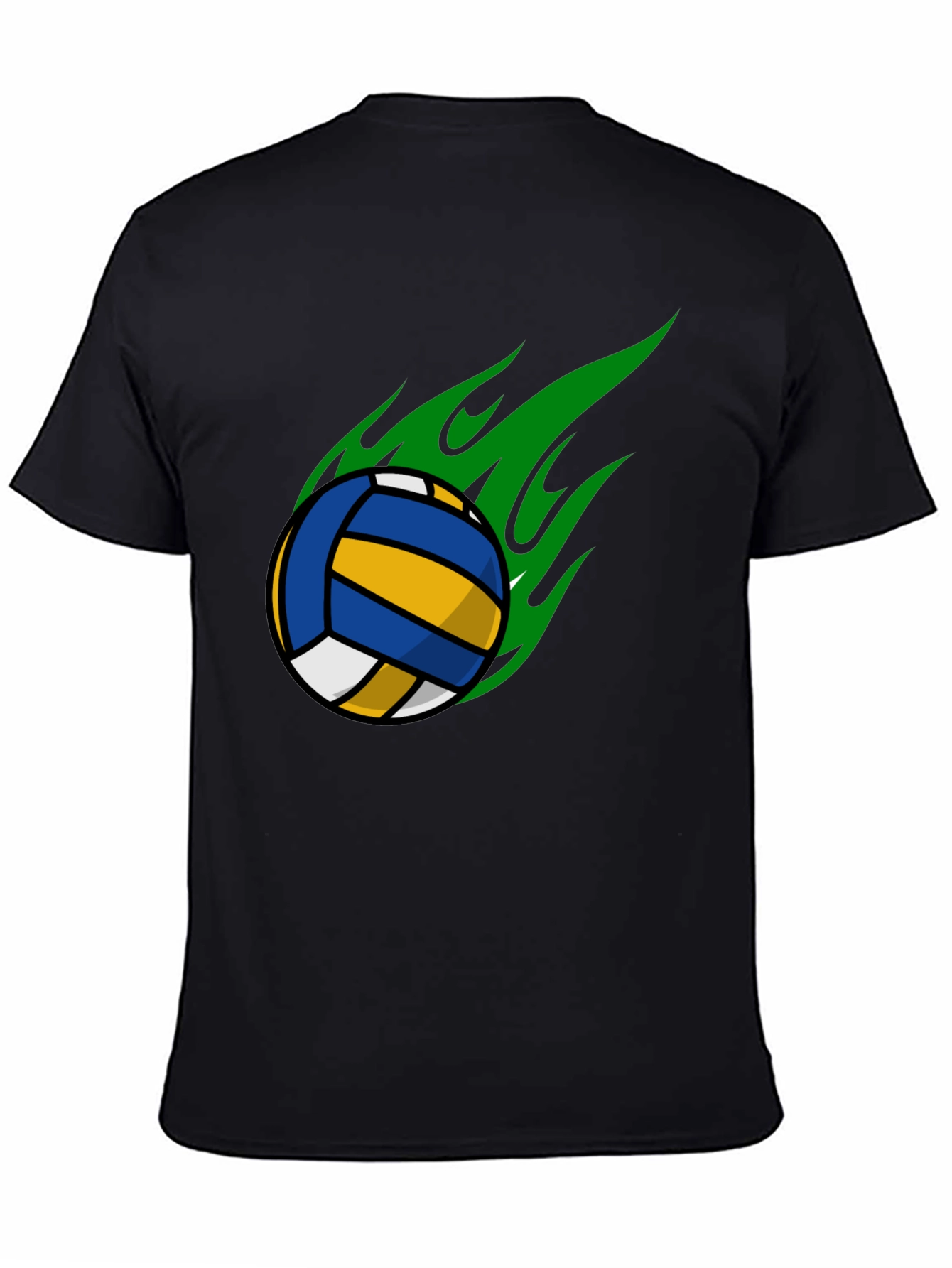 Volleyball Flame Graphic T-Shirt - Black