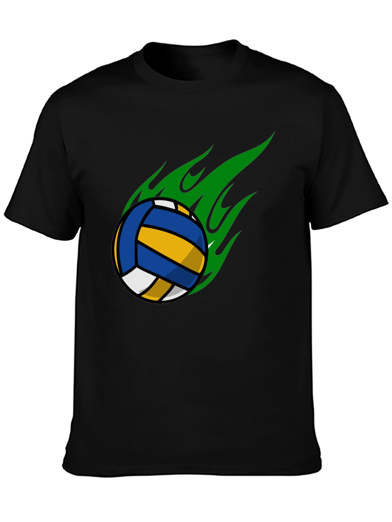 Volleyball Flame Graphic T-Shirt - Black