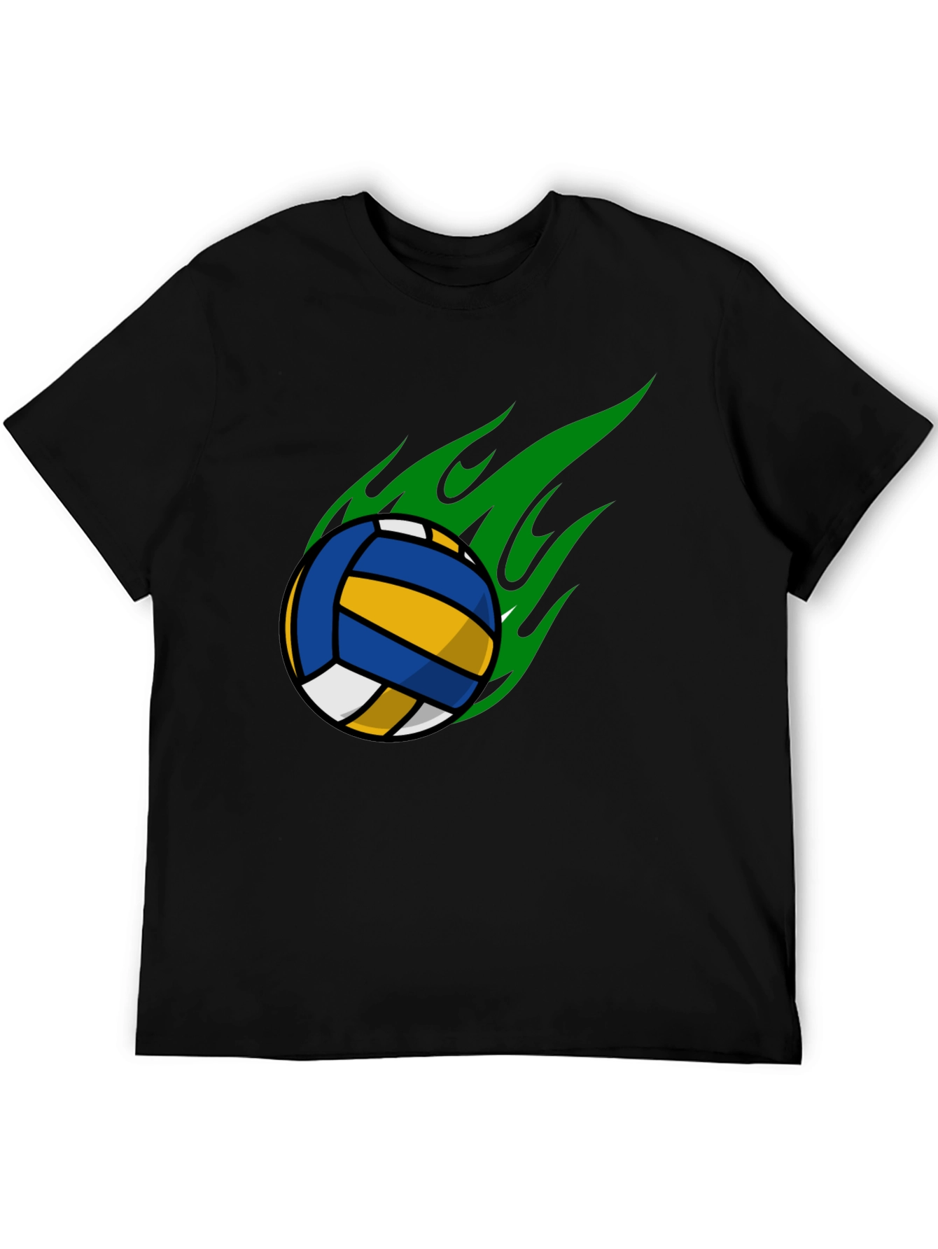 Volleyball Flame Graphic T-Shirt - Black