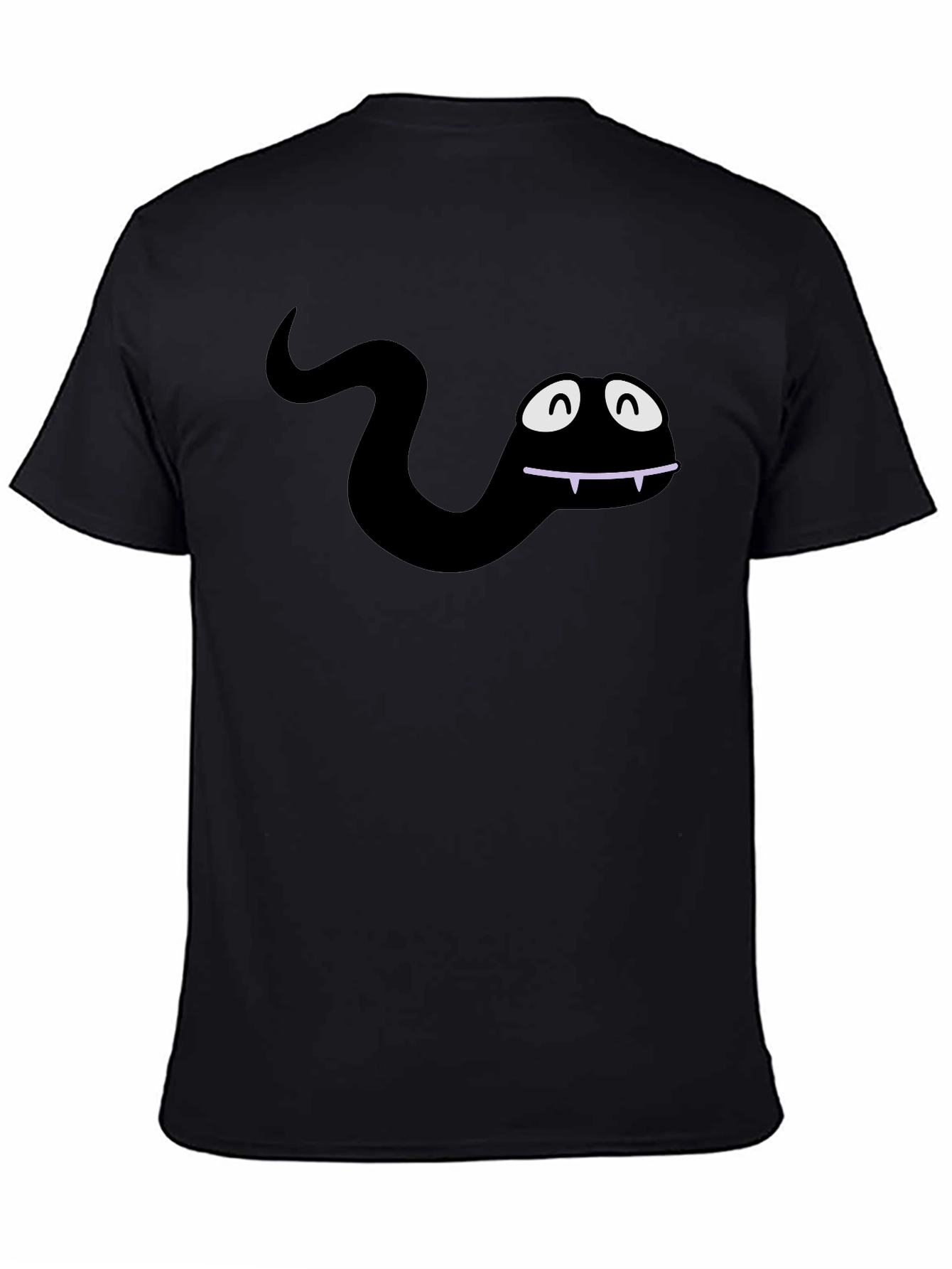 Funny Cartoon Snake Black T-Shirt
