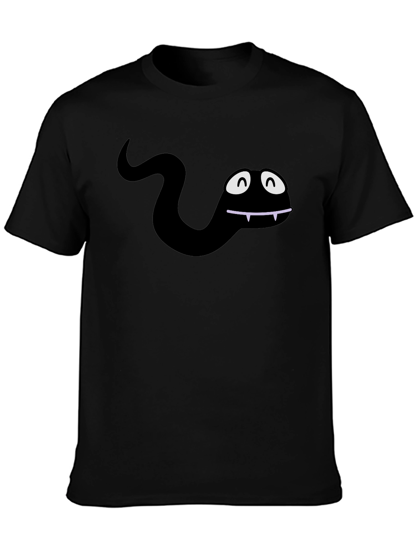 Funny Cartoon Snake Black T-Shirt