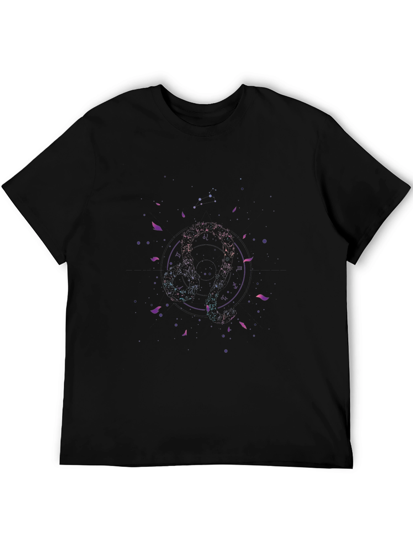 Abstract Geometric Design Black T-Shirt