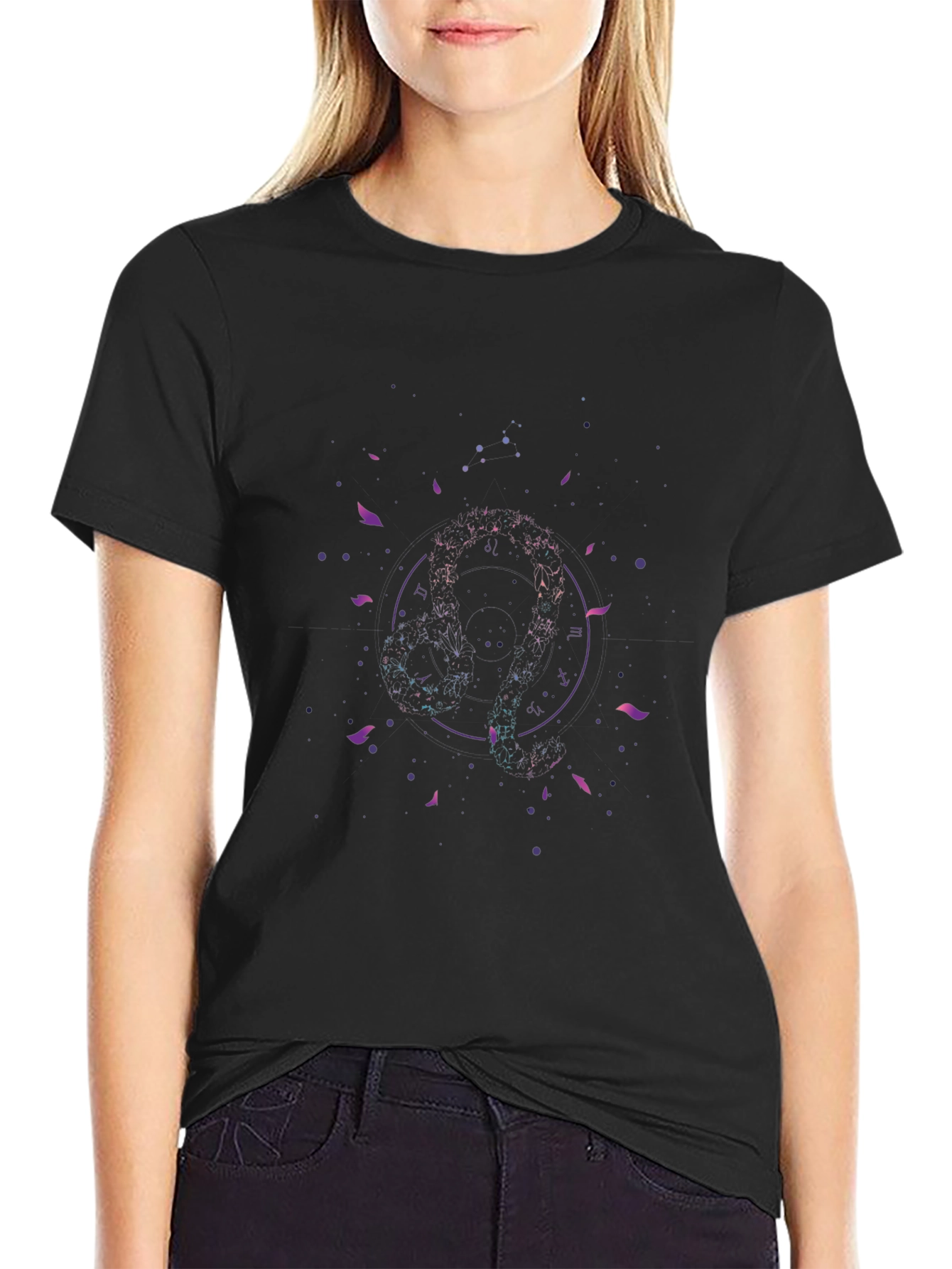 Abstract Geometric Design Black T-Shirt