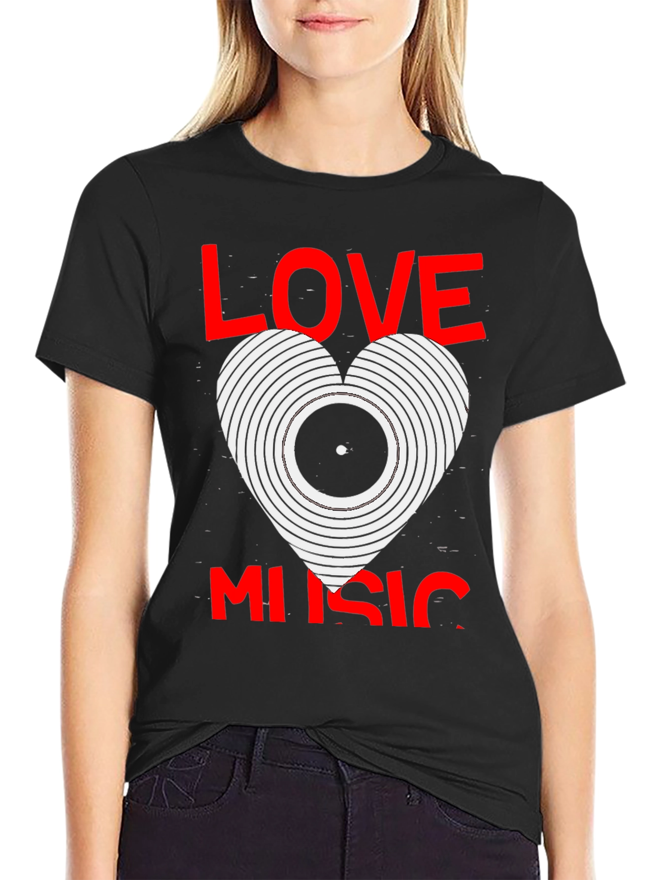 Love Music Graphic Tee - Black Cotton T-Shirt