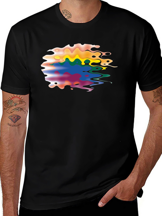 Abstract Colorful Graphic Print Black T-Shirt