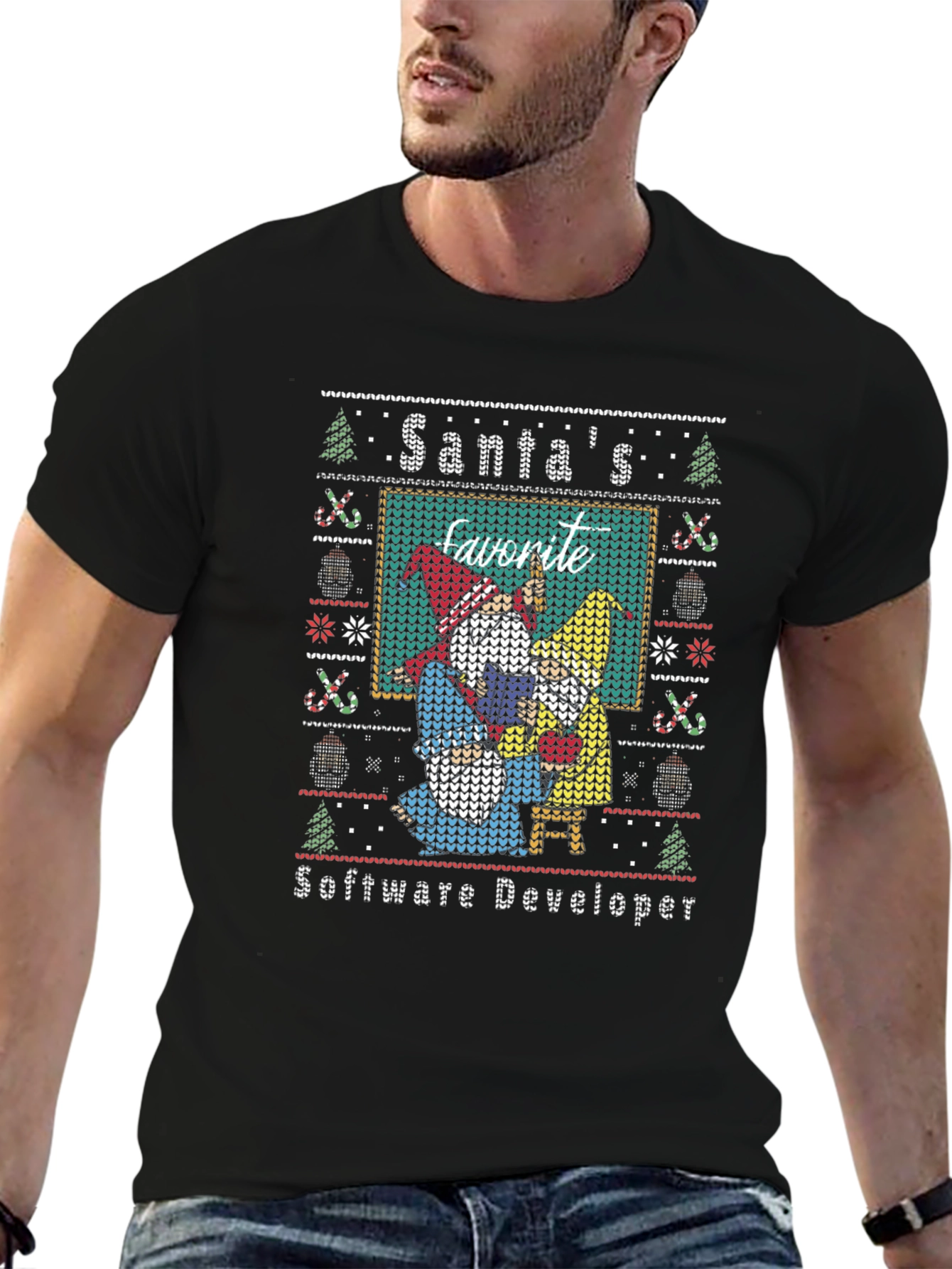 Santas Favorite Software Developer Ugly Christmas Sweater Tee