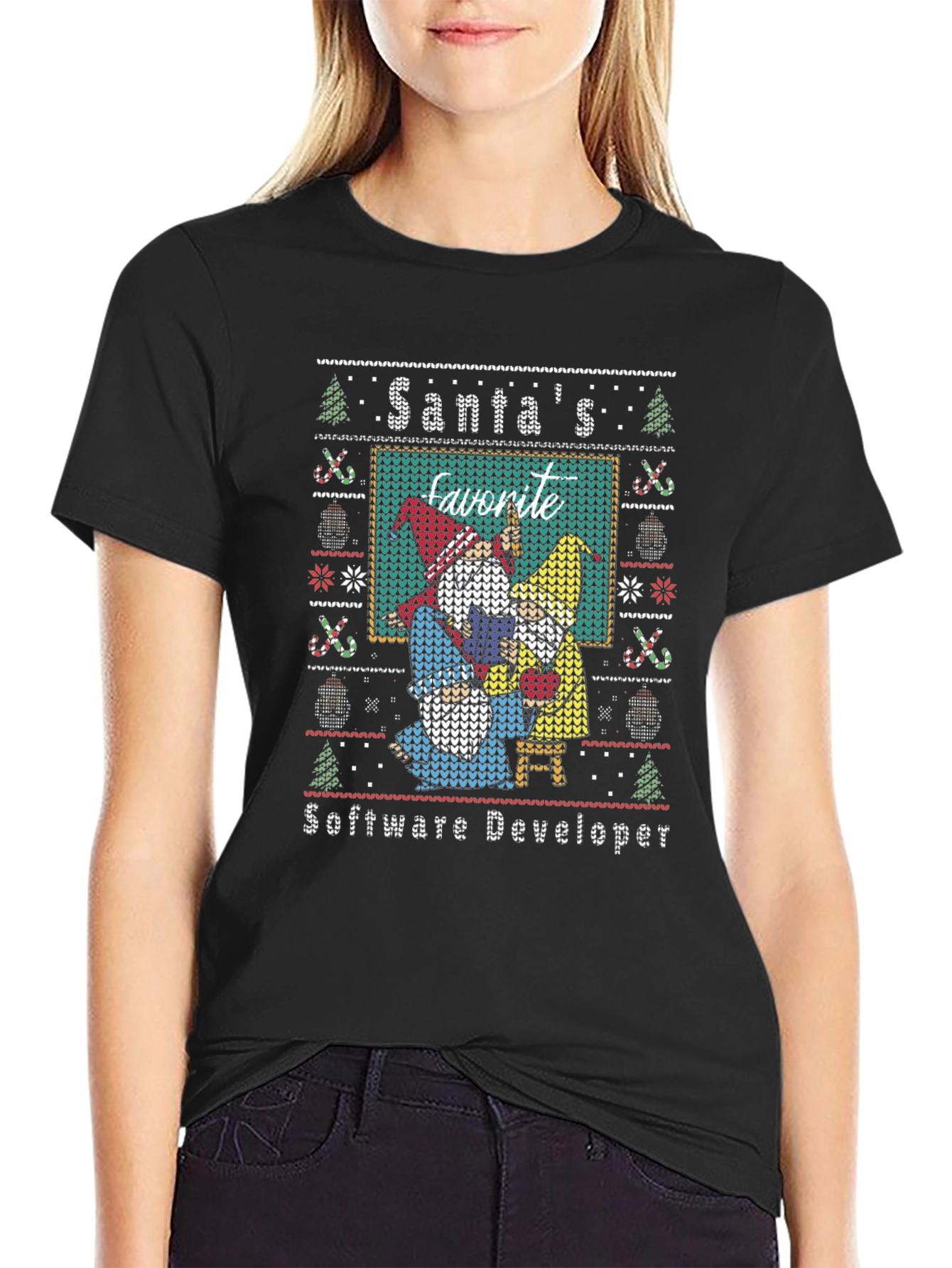 Santas Favorite Software Developer Ugly Christmas Sweater Tee
