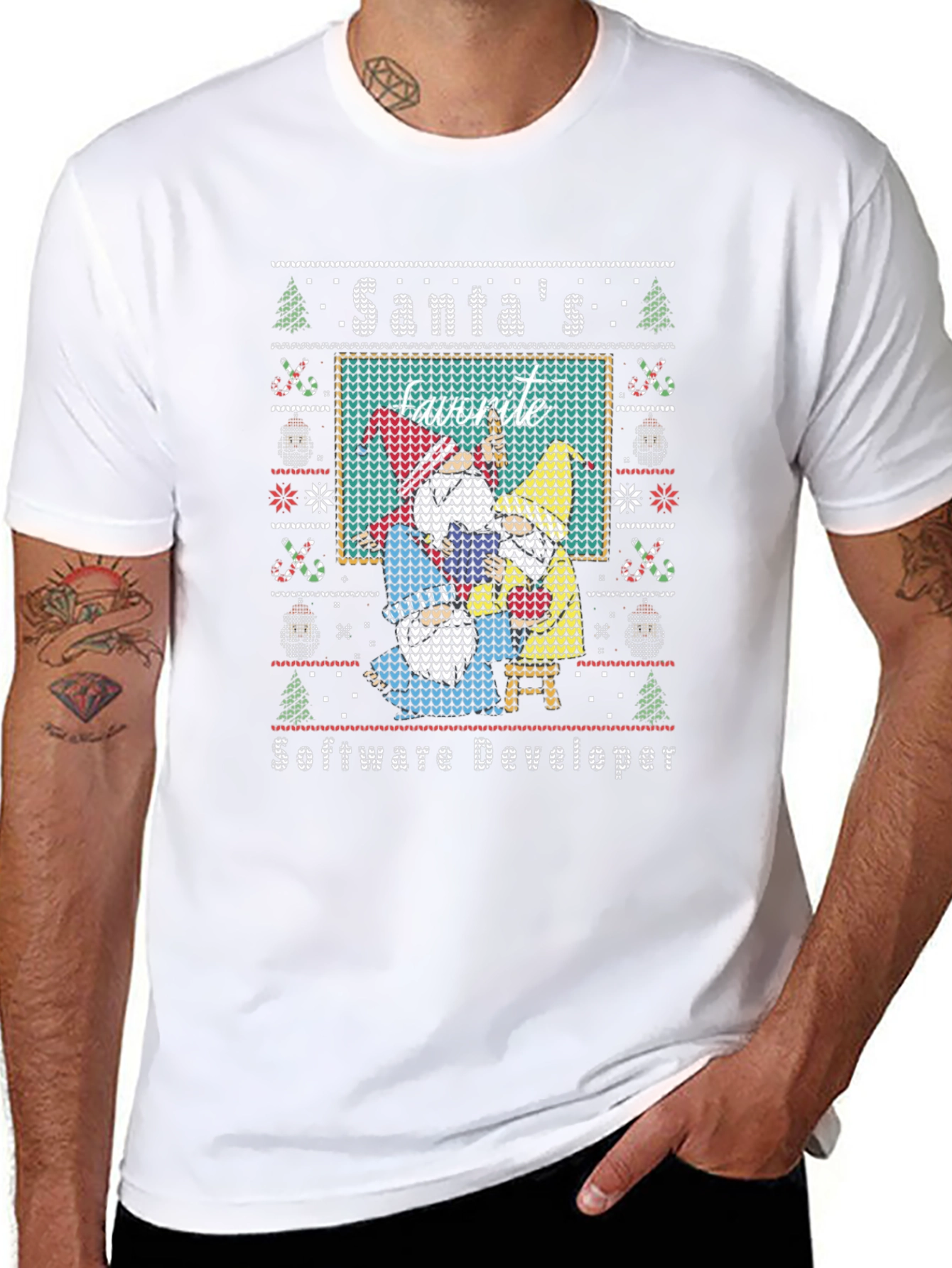 Santas Favorite Software Developer Ugly Christmas Sweater Tee