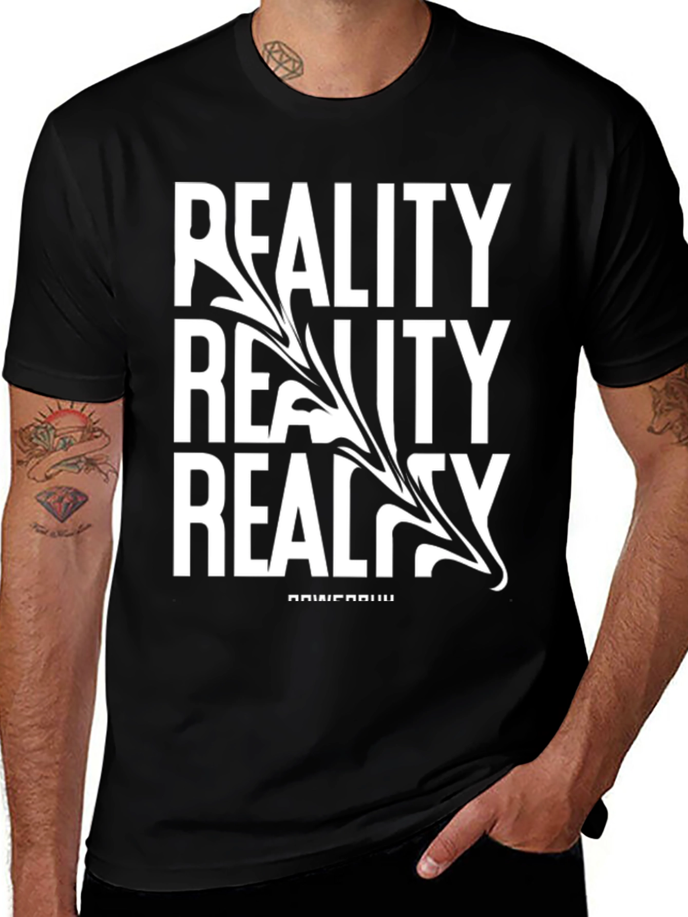 Reality Graphic Print Black T-Shirt