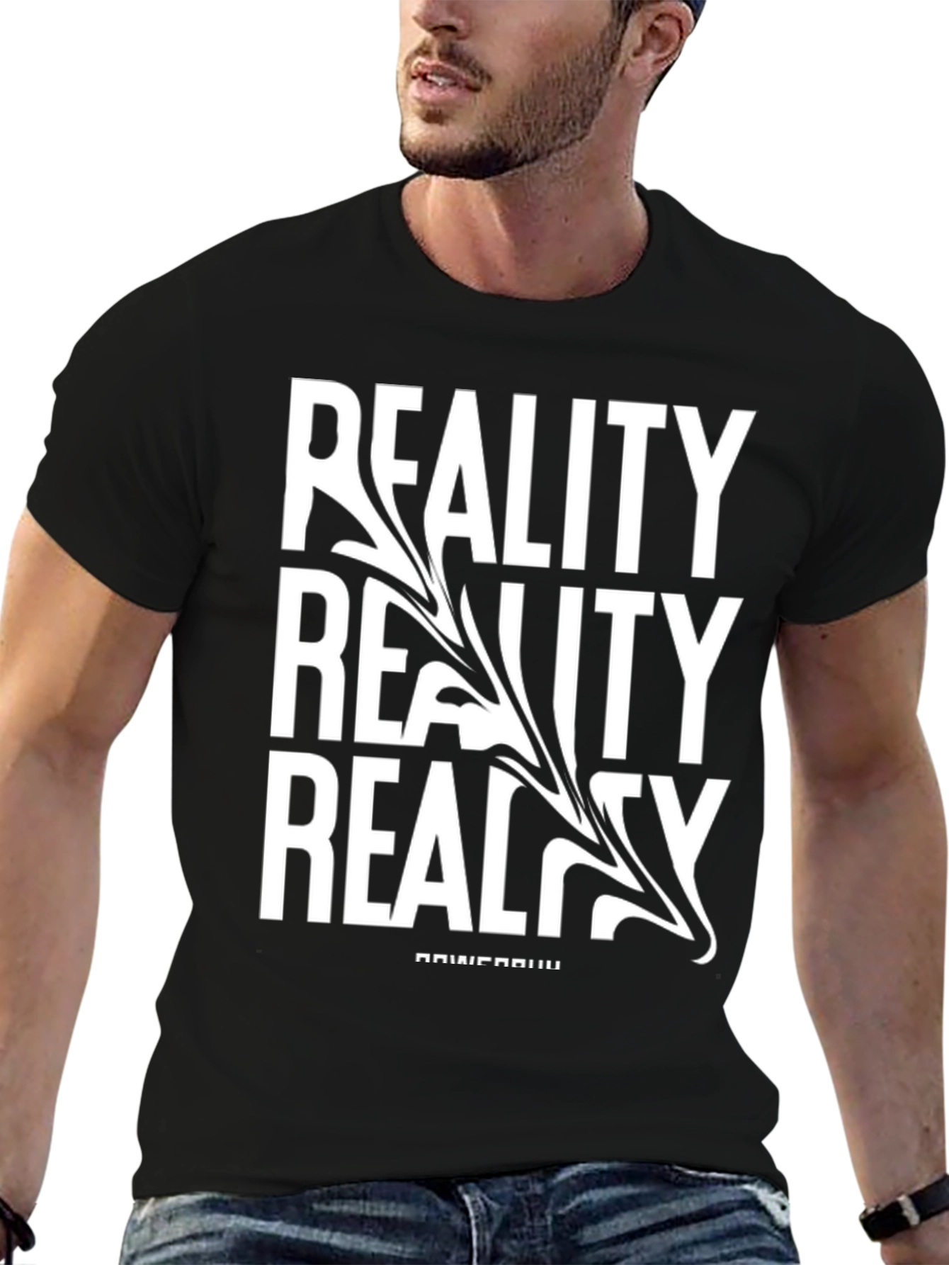 Reality Graphic Print Black T-Shirt