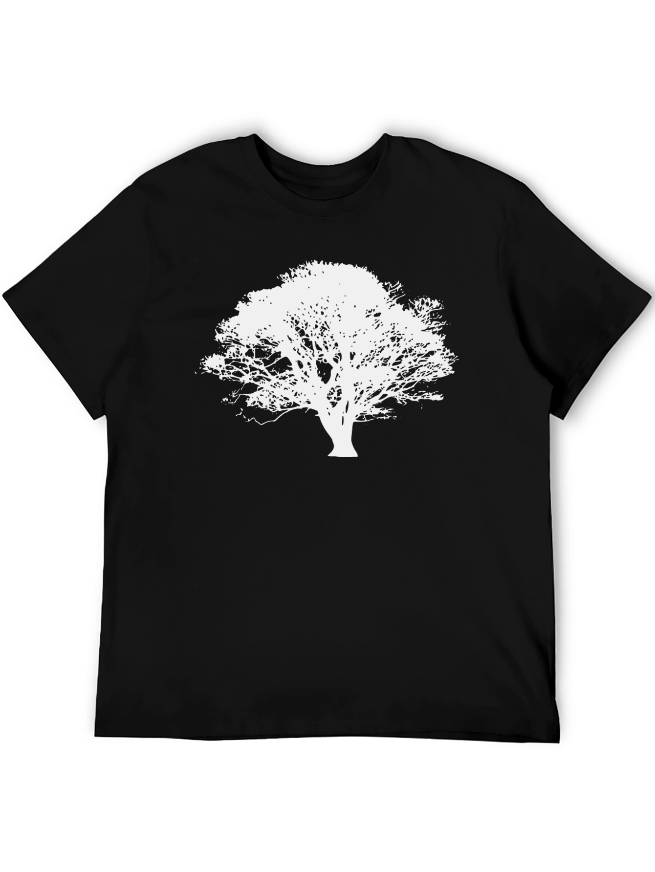 Black Tee with White Tree Graphic