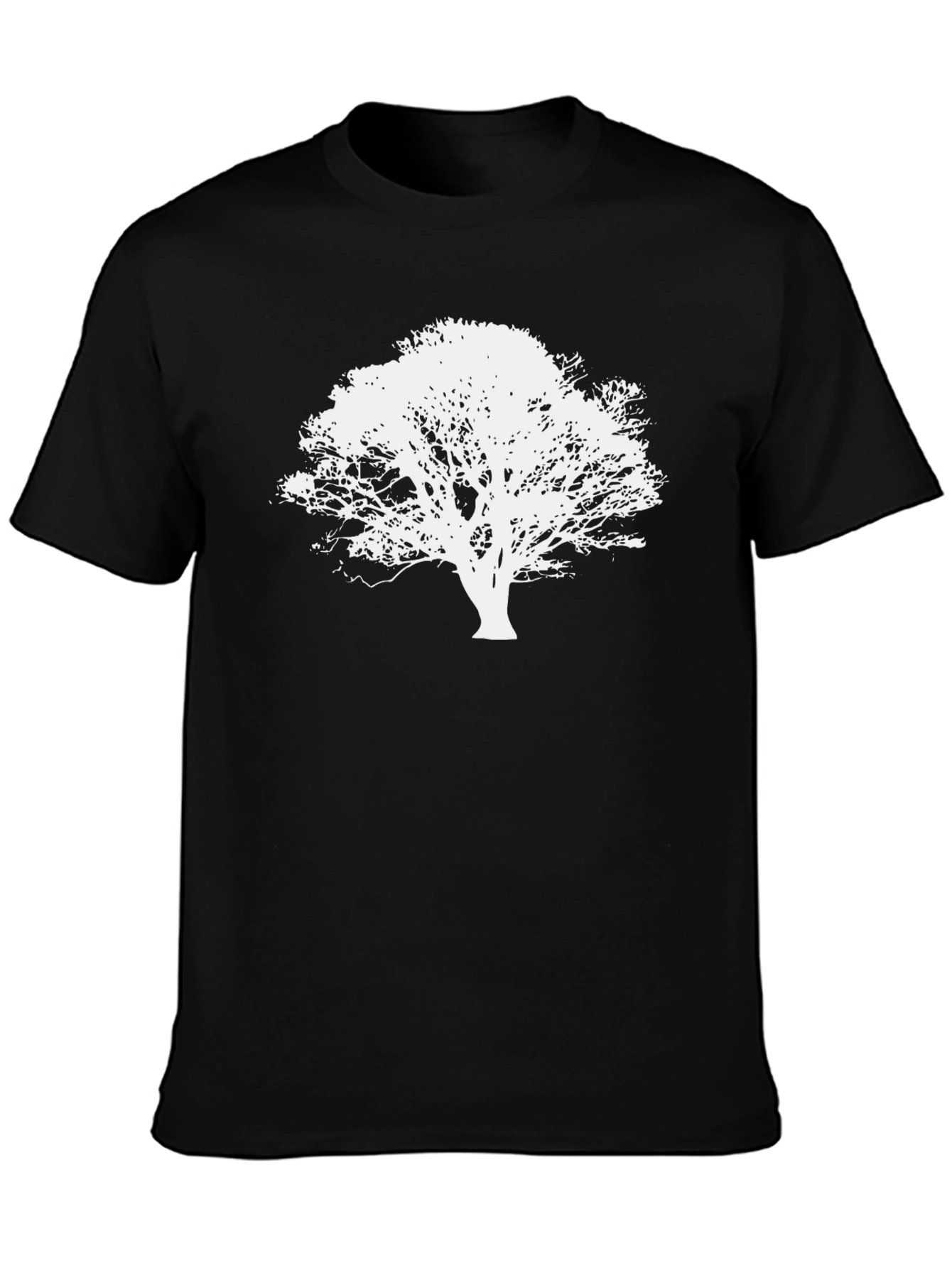 Black Tee with White Tree Graphic