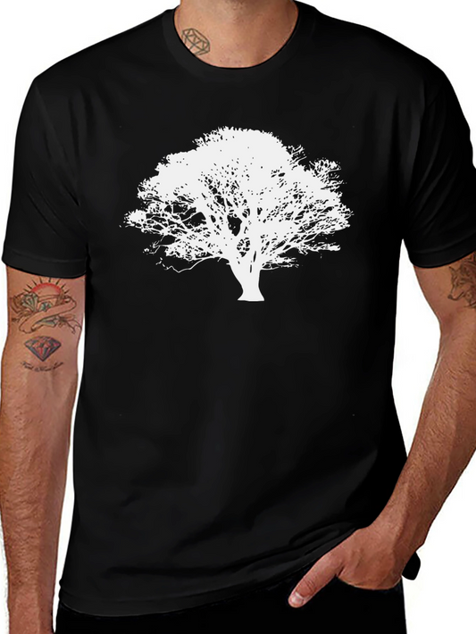 Black Tee with White Tree Graphic