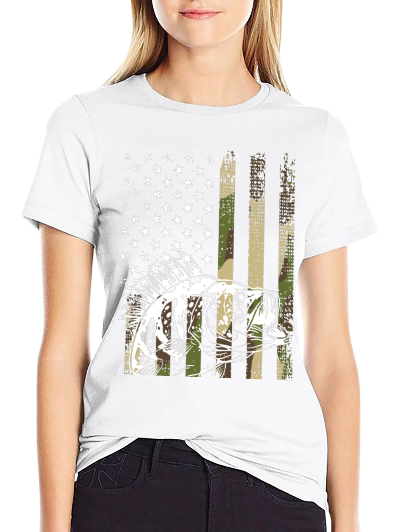American Flag Bass Camo T-Shirt